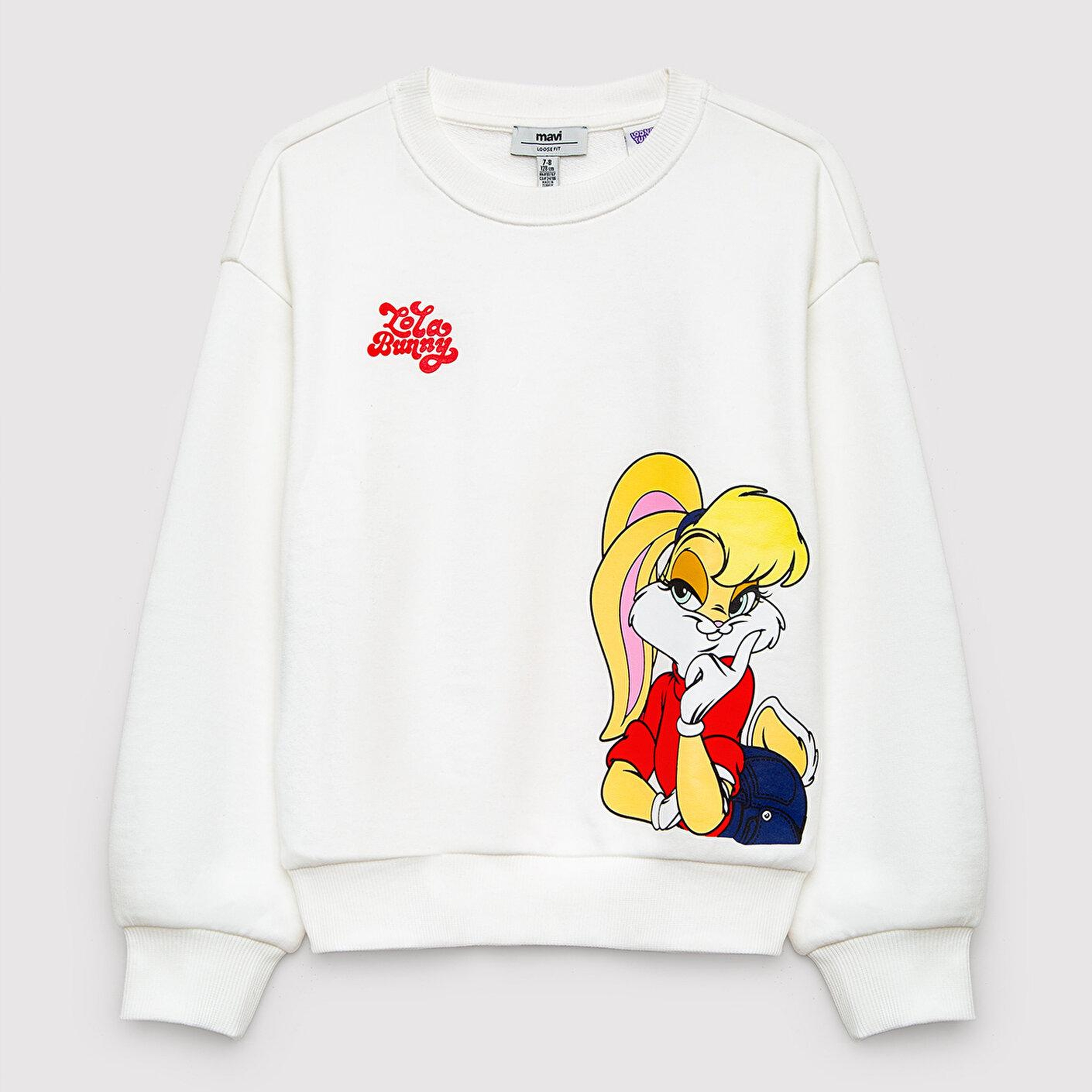 Mavi Lola Bunny Baskılı Kapüşonsuz Sweatshirt 7S10213-70057