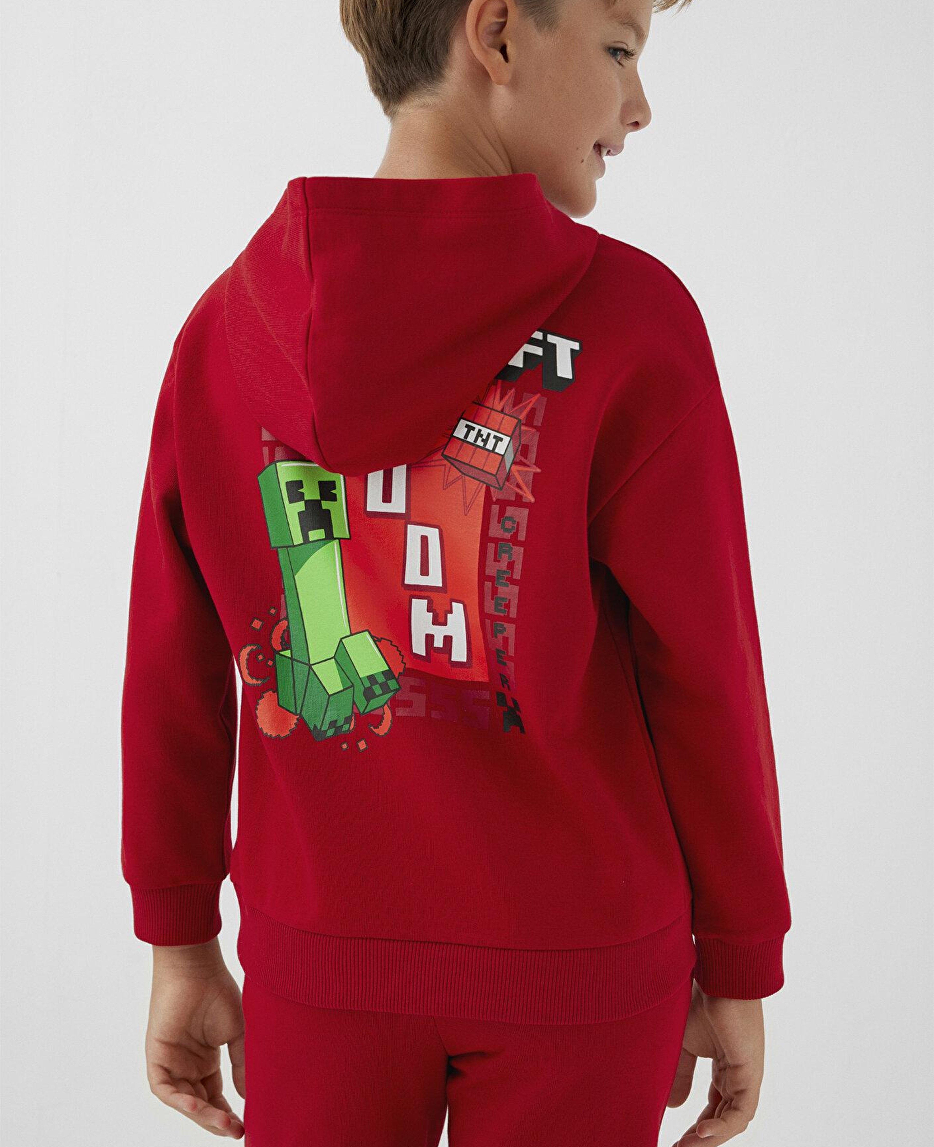 Mavi Minecraft Baskılı Kapüşonlu Sweatshirt 6S10188-80638