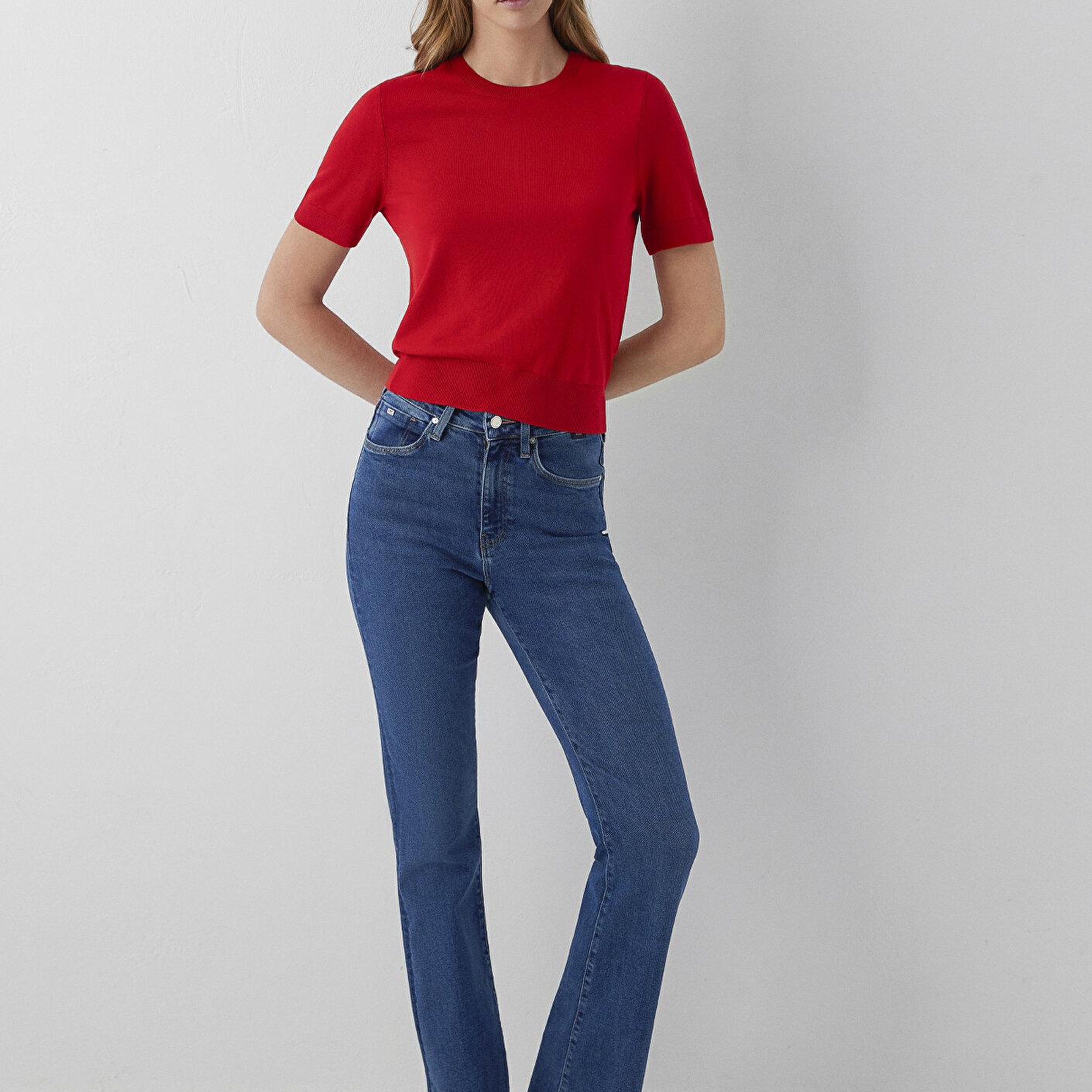Mavi Kırmızı Kazak Slim Fit / Dar Kesim 1711009-84182