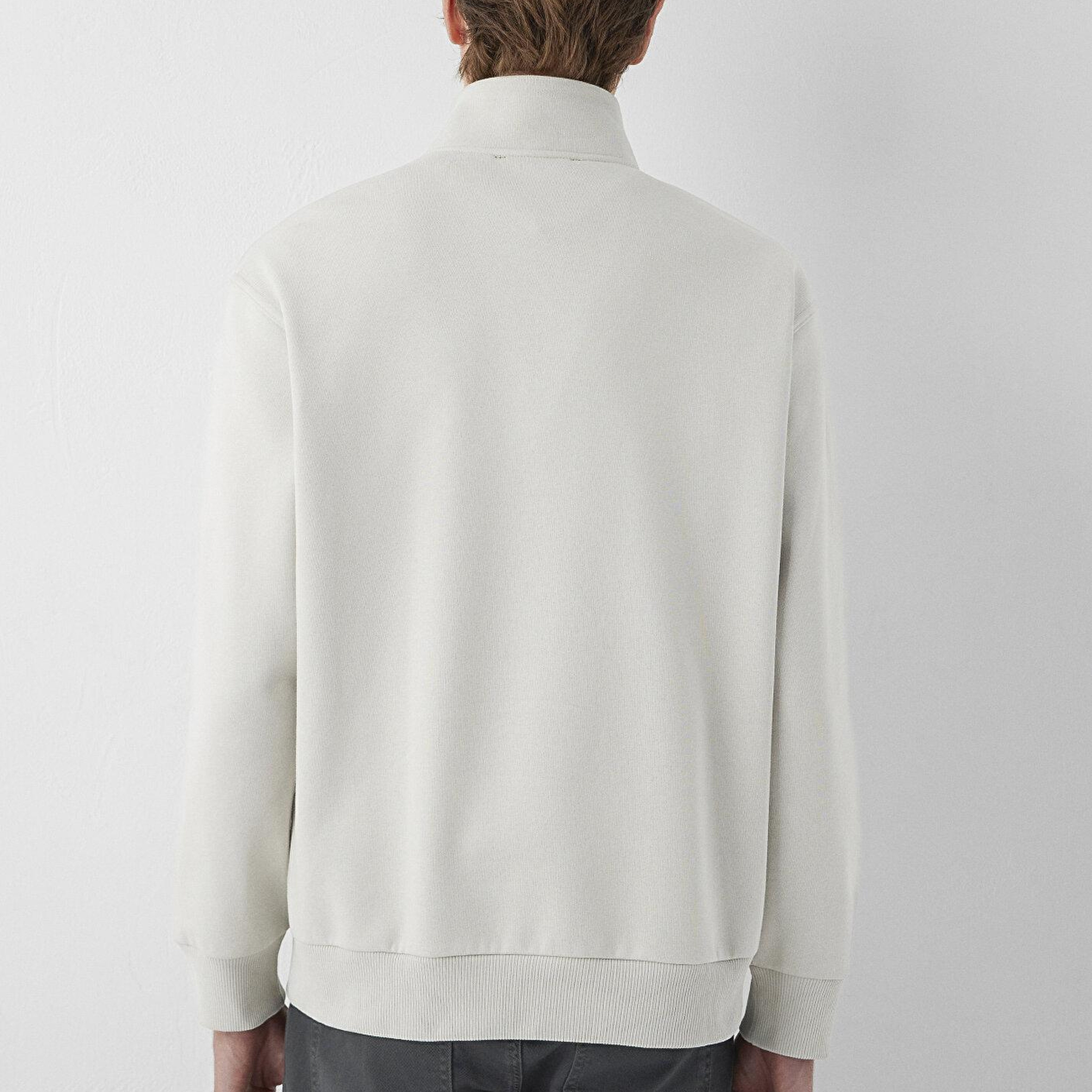 Mavi Yarı Fermuarlı Bej Basic Sweatshirt 0S10278-70144