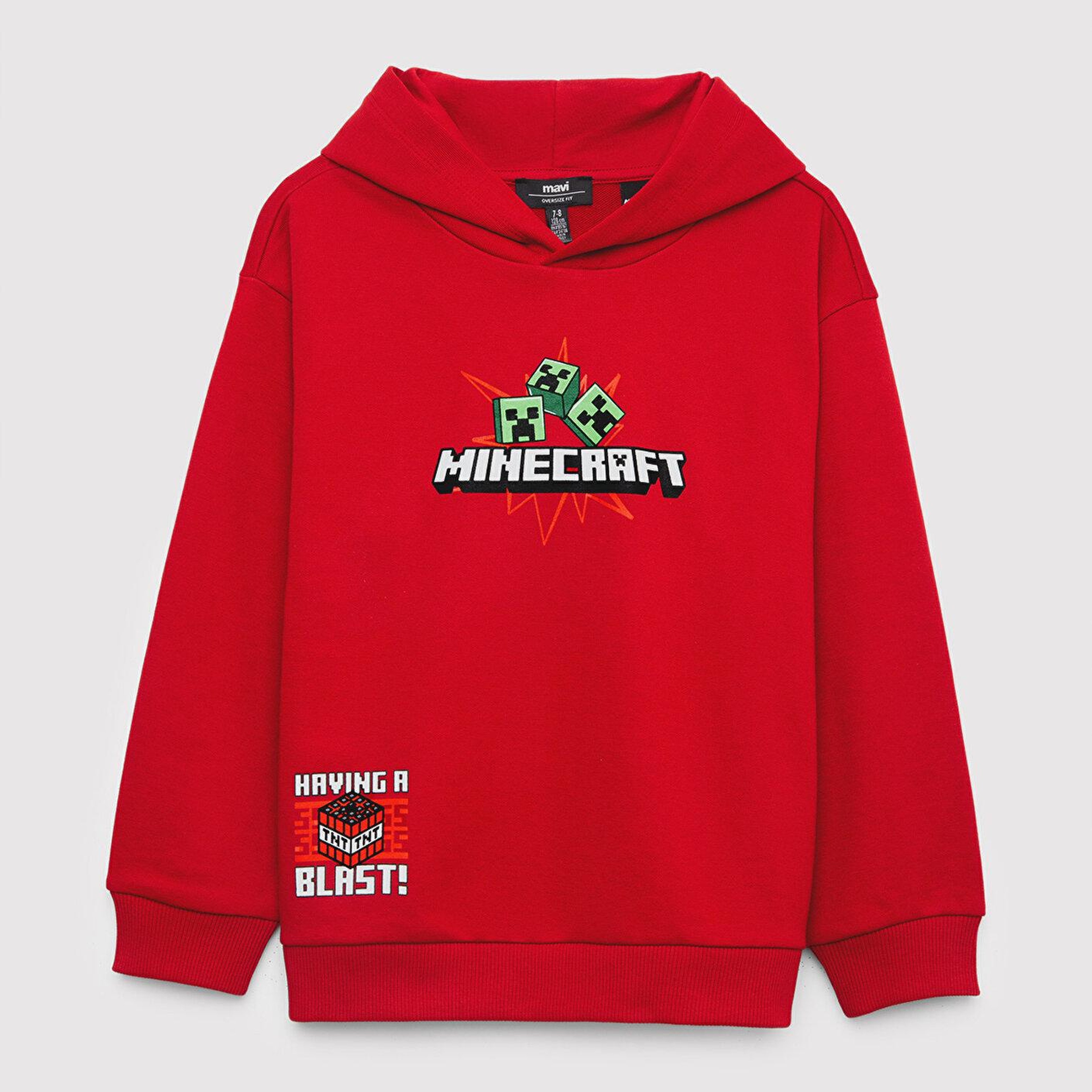 Mavi Minecraft Baskılı Kapüşonlu Sweatshirt 6S10188-80638