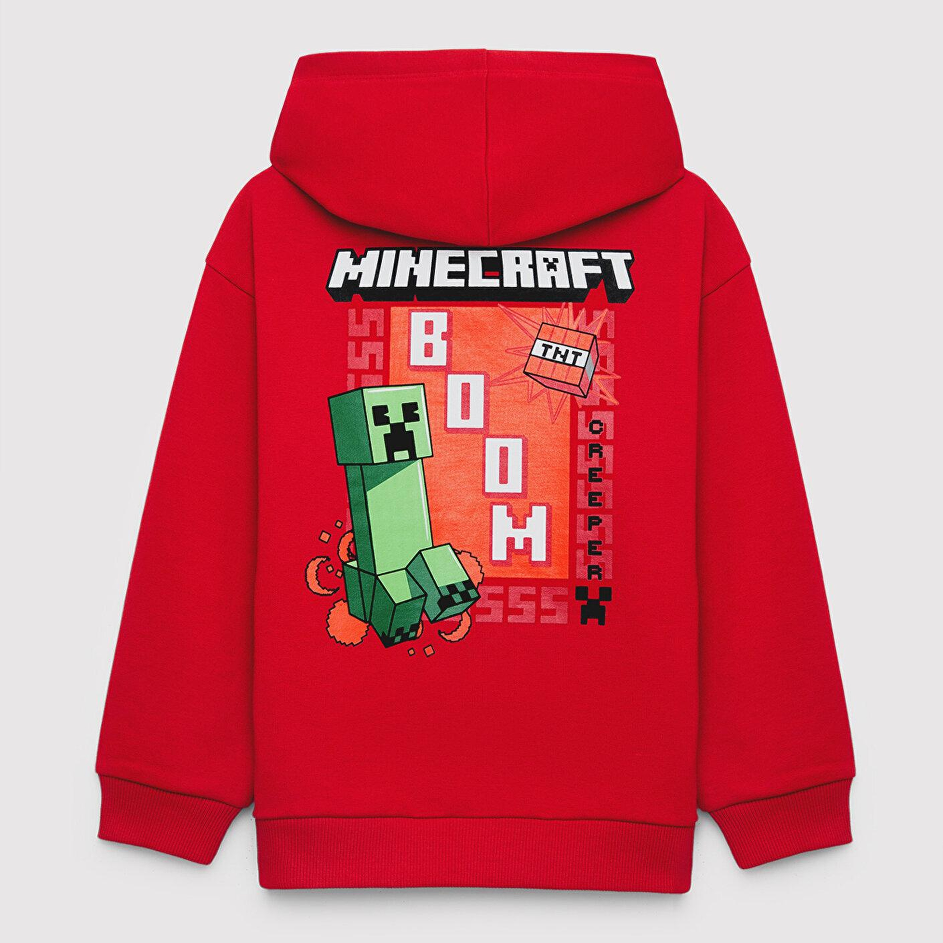 Mavi Minecraft Baskılı Kapüşonlu Sweatshirt 6S10188-80638