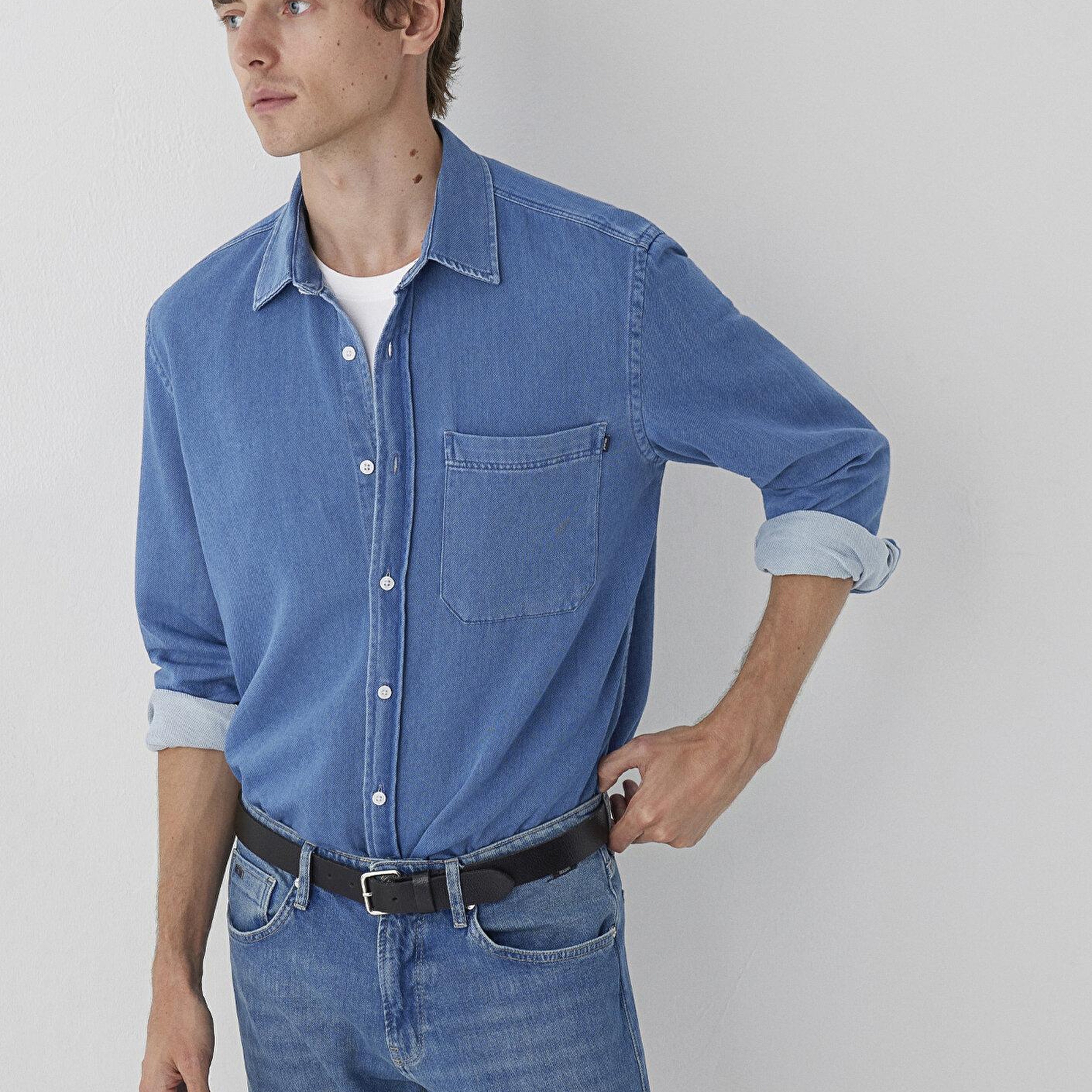 Mavi Lacivert Denim Gömlek Regular Fit / Normal Kesim 0212085-18790