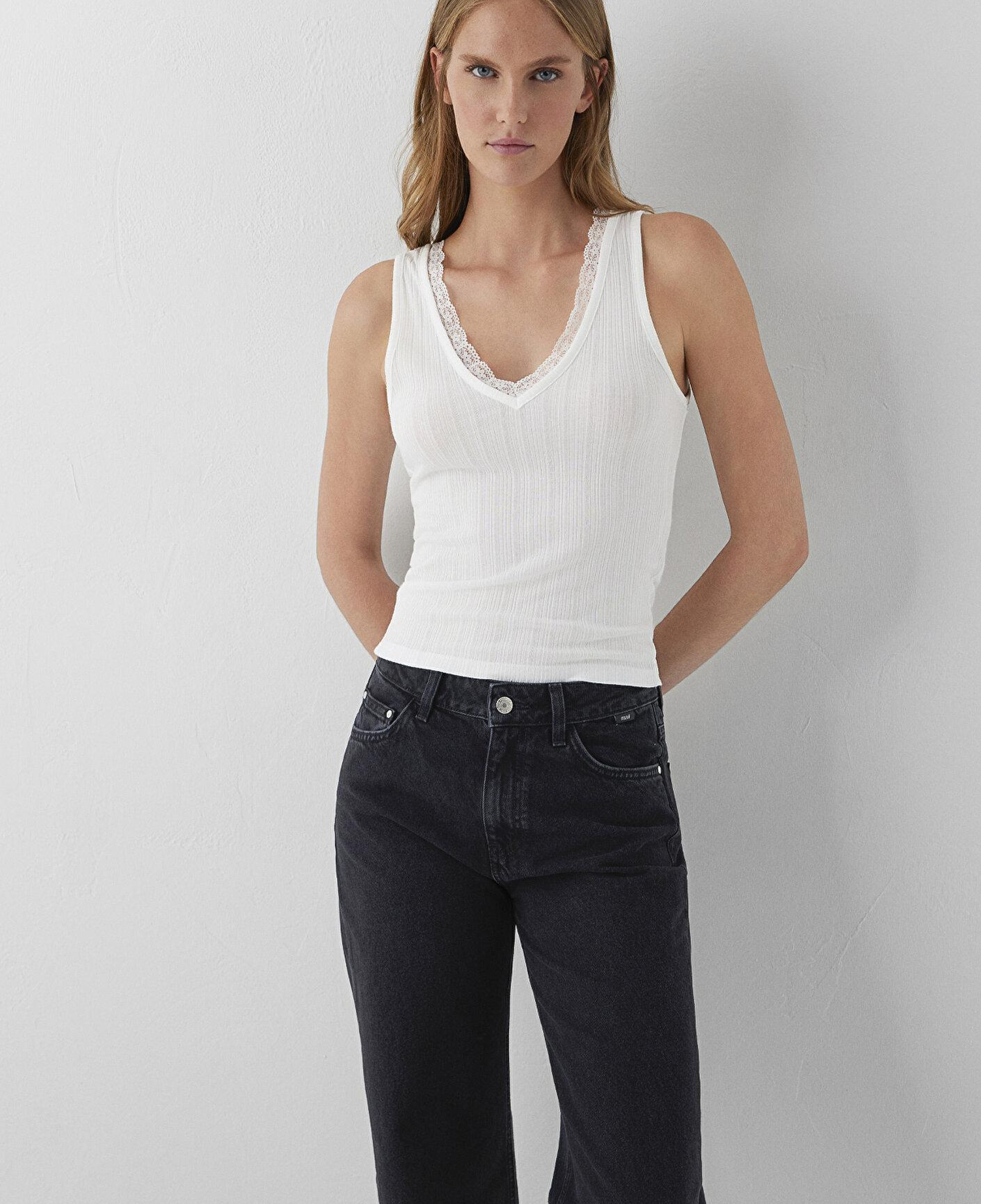 Mavi Modal (Tencel™) Karışımlı Ekru Atlet Fitted / Vücuda Oturan Kesim 1614026-70057