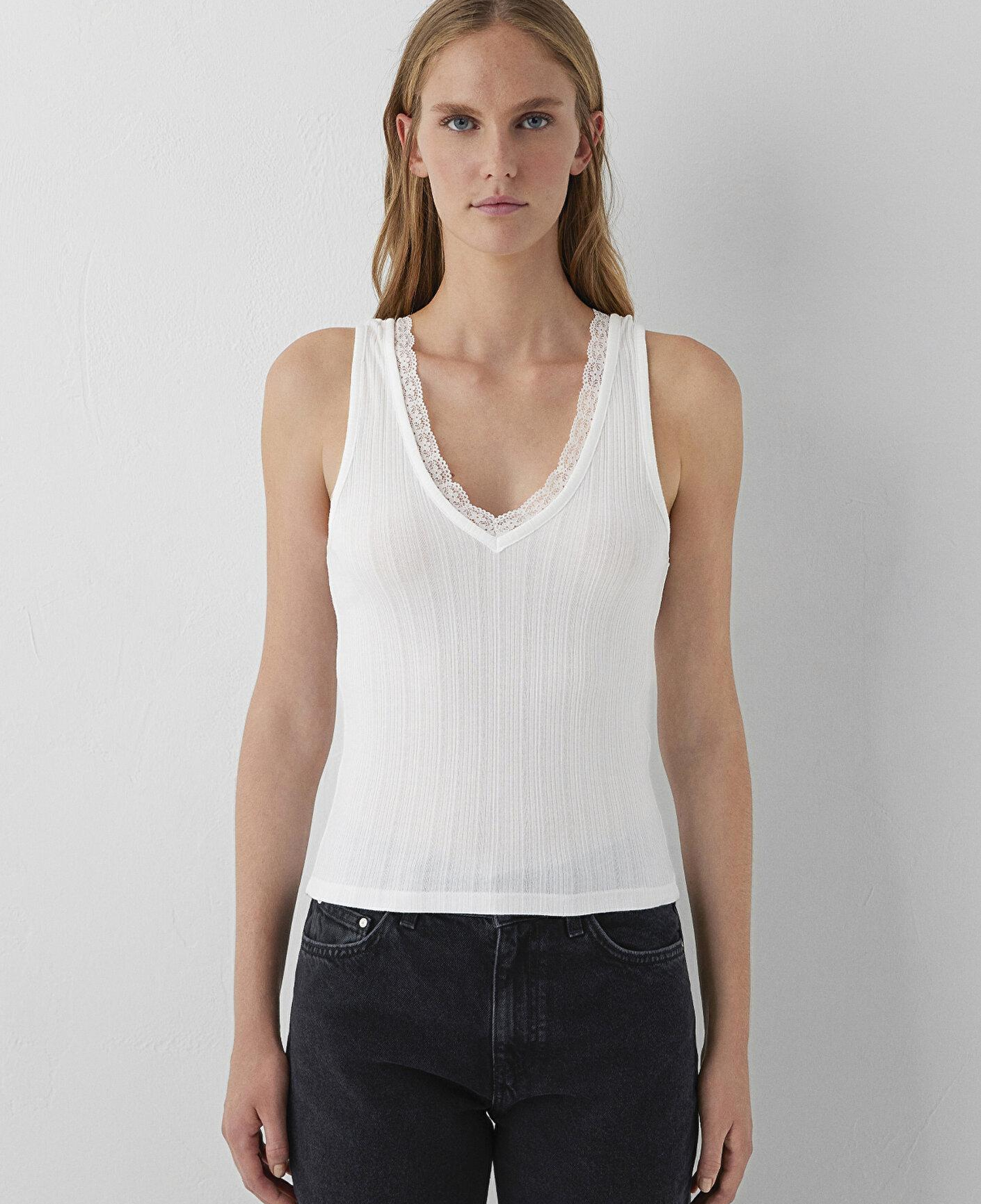 Mavi Modal (Tencel™) Karışımlı Ekru Atlet Fitted / Vücuda Oturan Kesim 1614026-70057