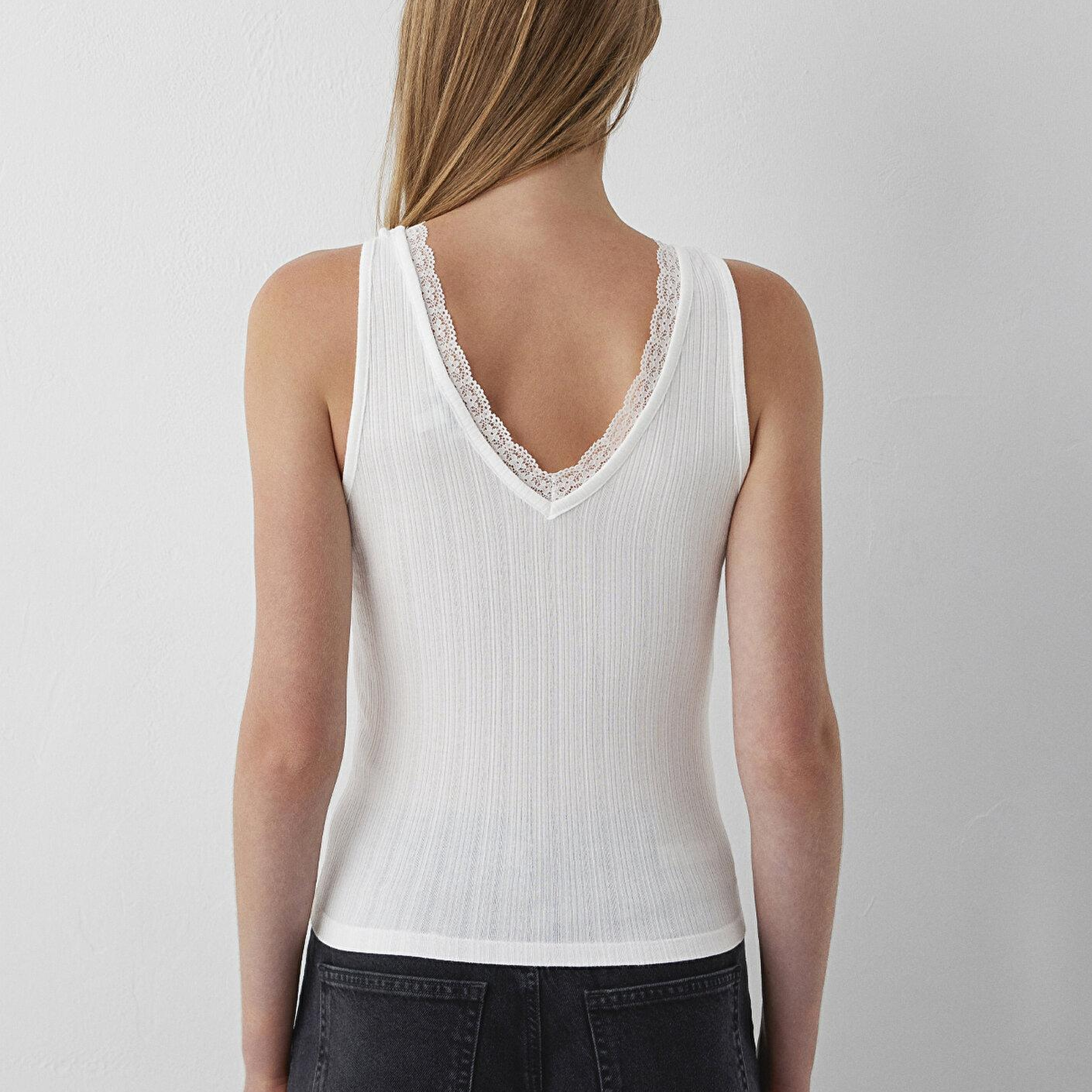 Mavi Modal (Tencel™) Karışımlı Ekru Atlet Fitted / Vücuda Oturan Kesim 1614026-70057