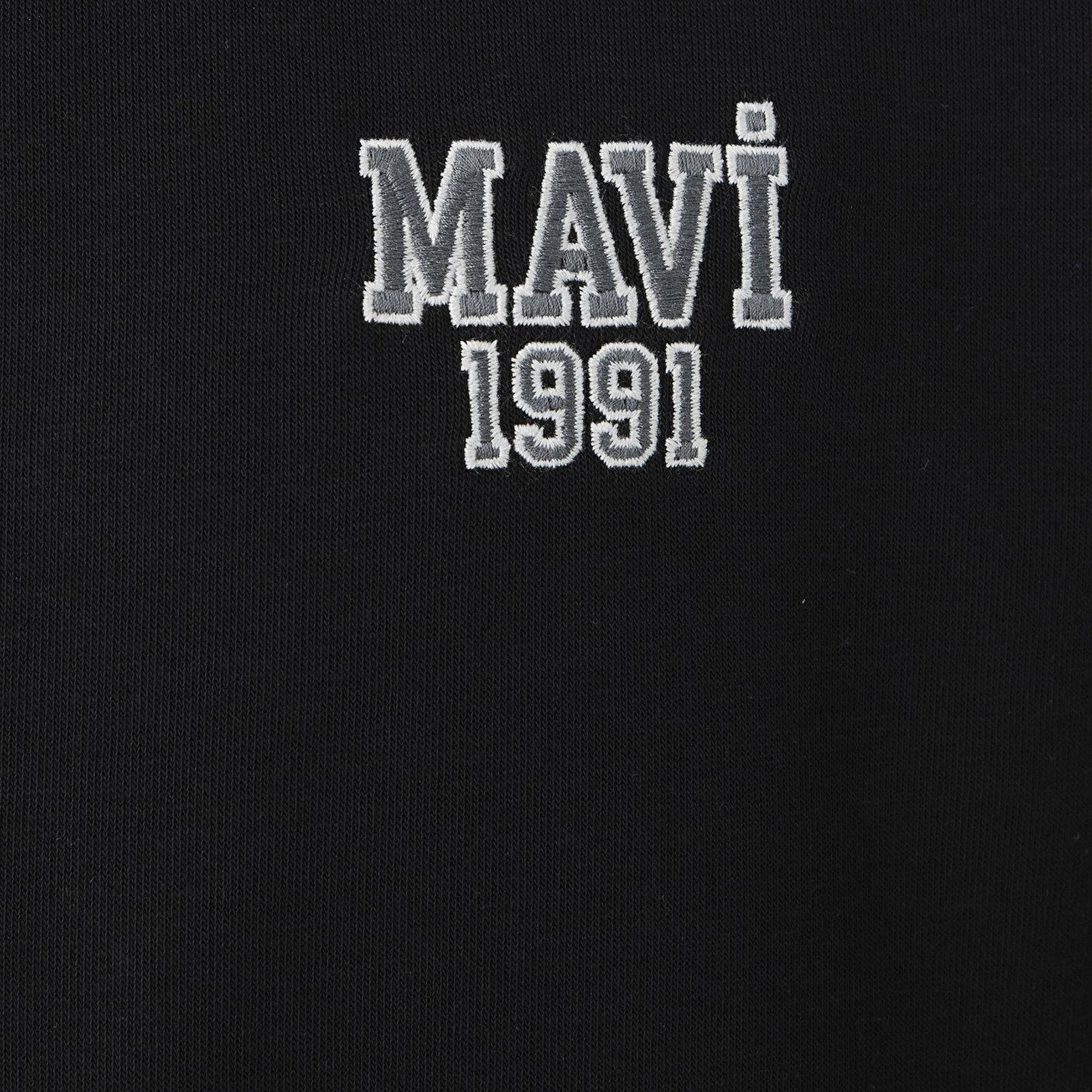 Mavi Mavi Logo Baskılı Fermuarlı Siyah Sweatshirt 0S10655-900