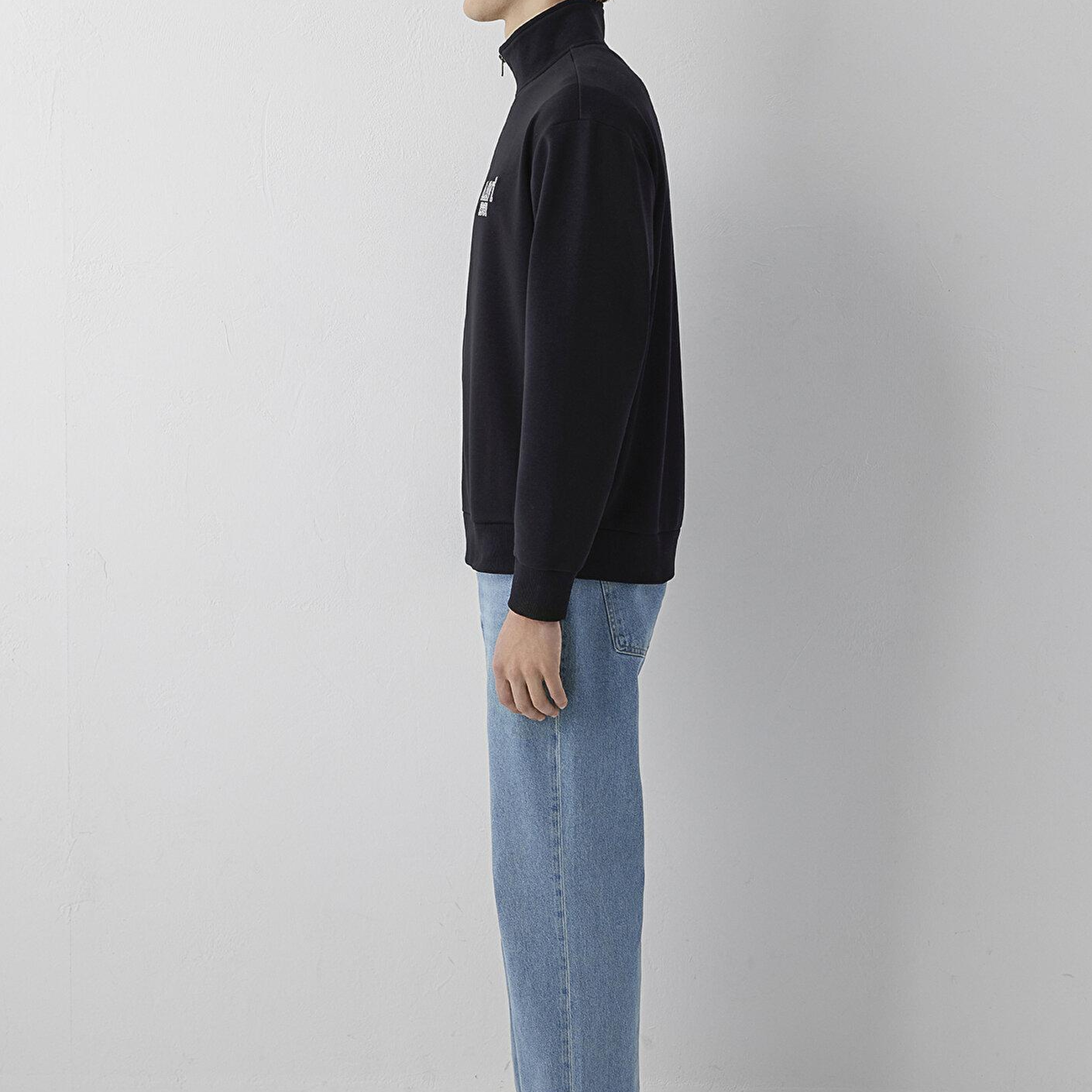 Mavi Mavi Logo Baskılı Fermuarlı Siyah Sweatshirt 0S10655-900