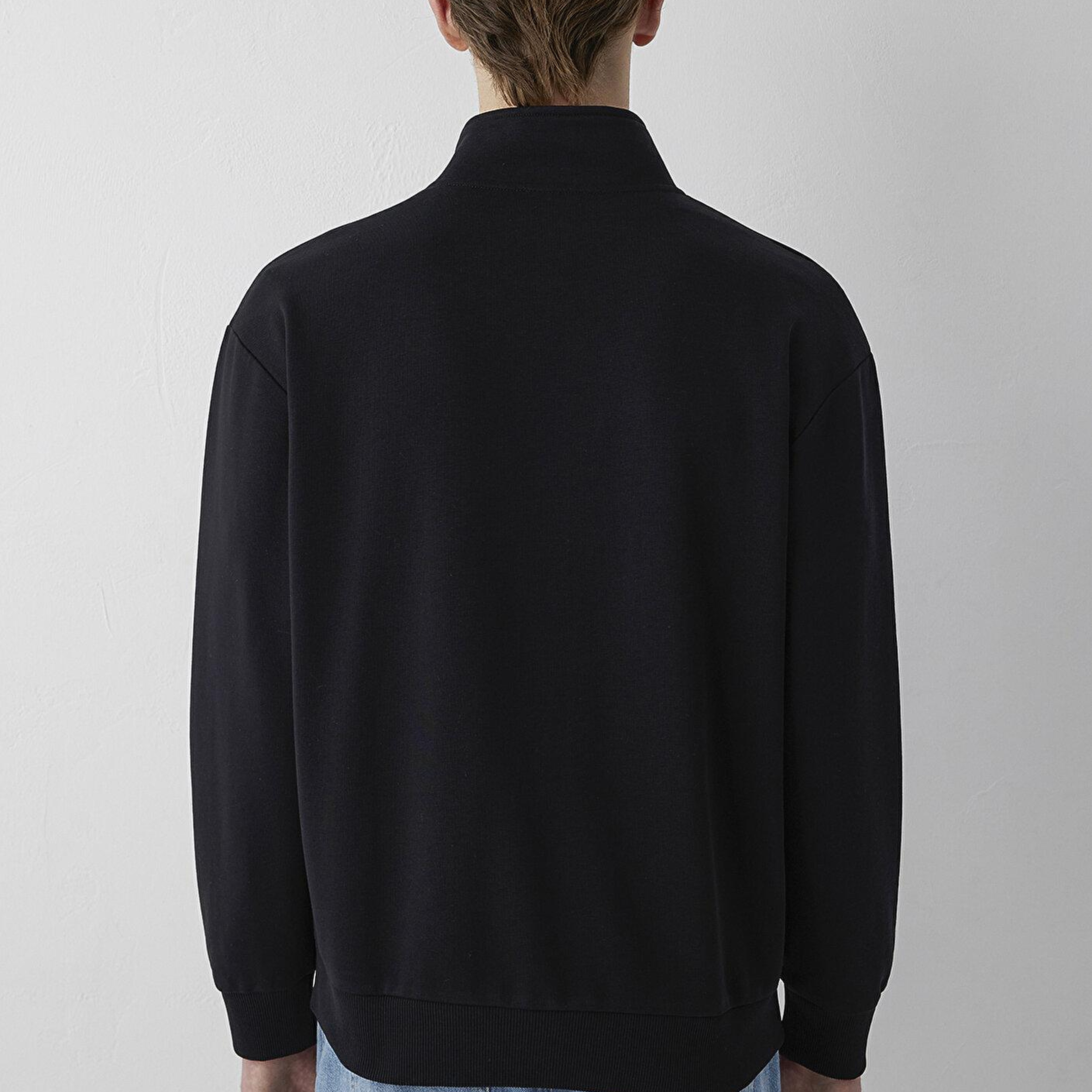 Mavi Mavi Logo Baskılı Fermuarlı Siyah Sweatshirt 0S10655-900
