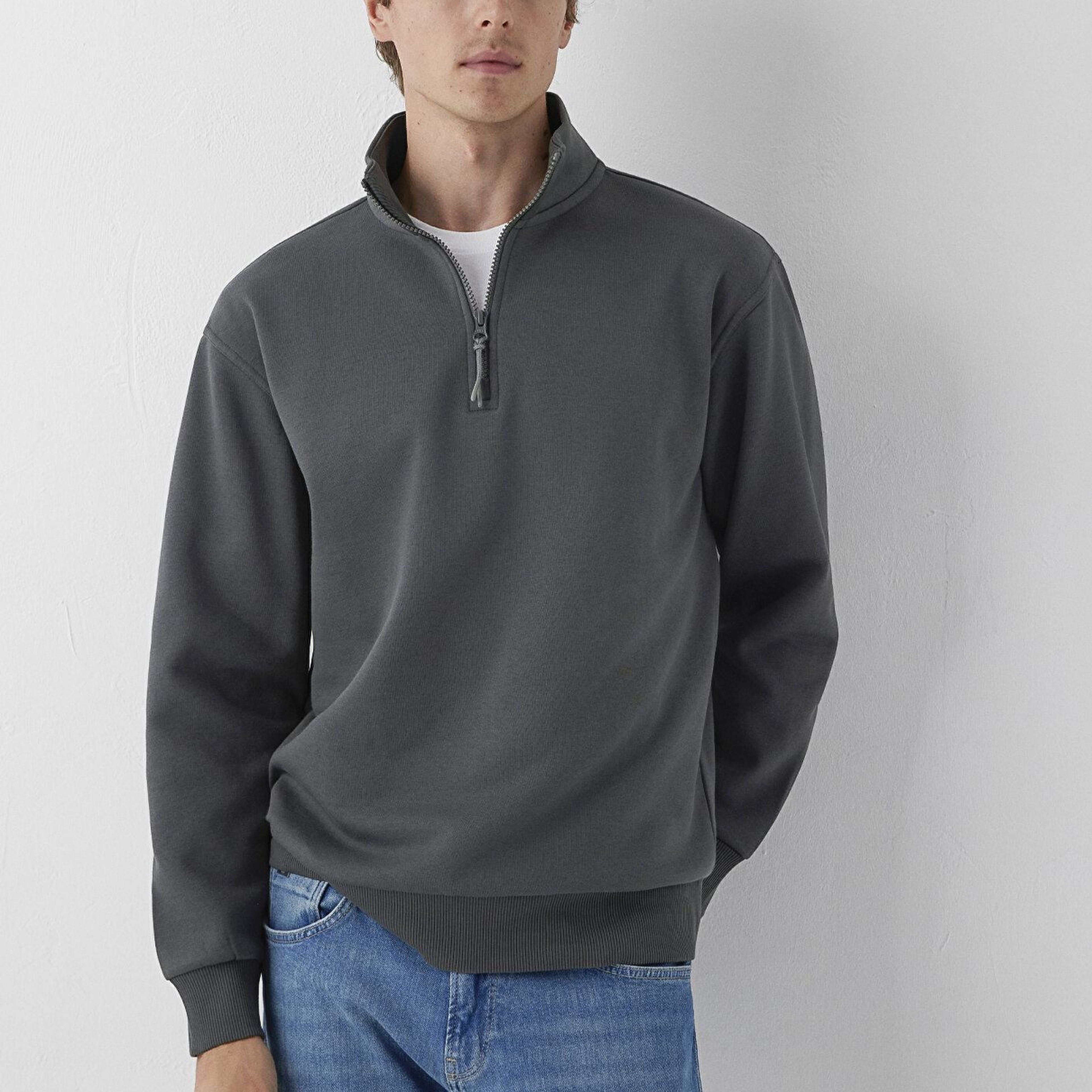 Mavi Yarı Fermuarlı Antrasit Basic Sweatshirt 0S10278-91268