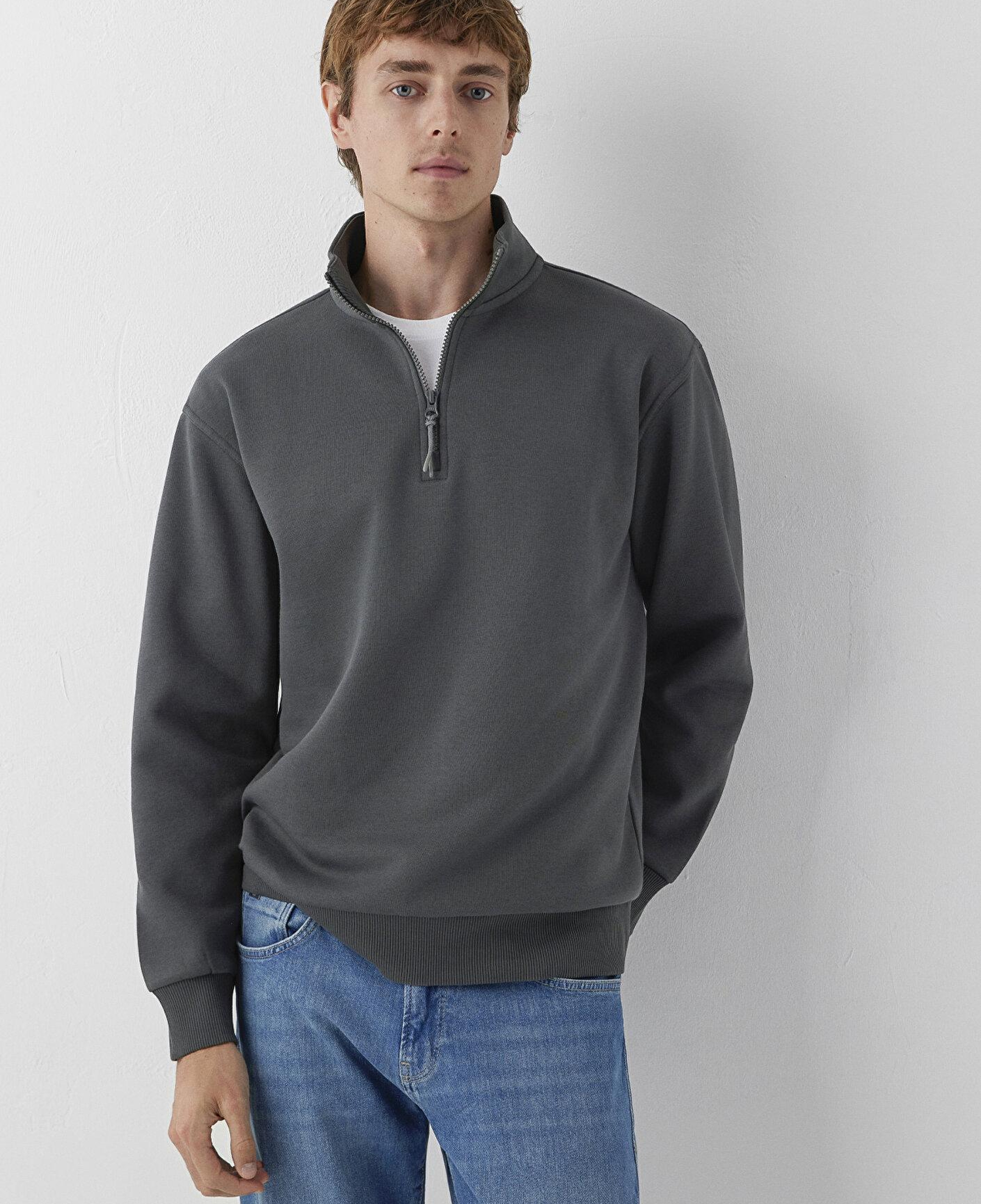 Mavi Yarı Fermuarlı Antrasit Basic Sweatshirt 0S10278-91268