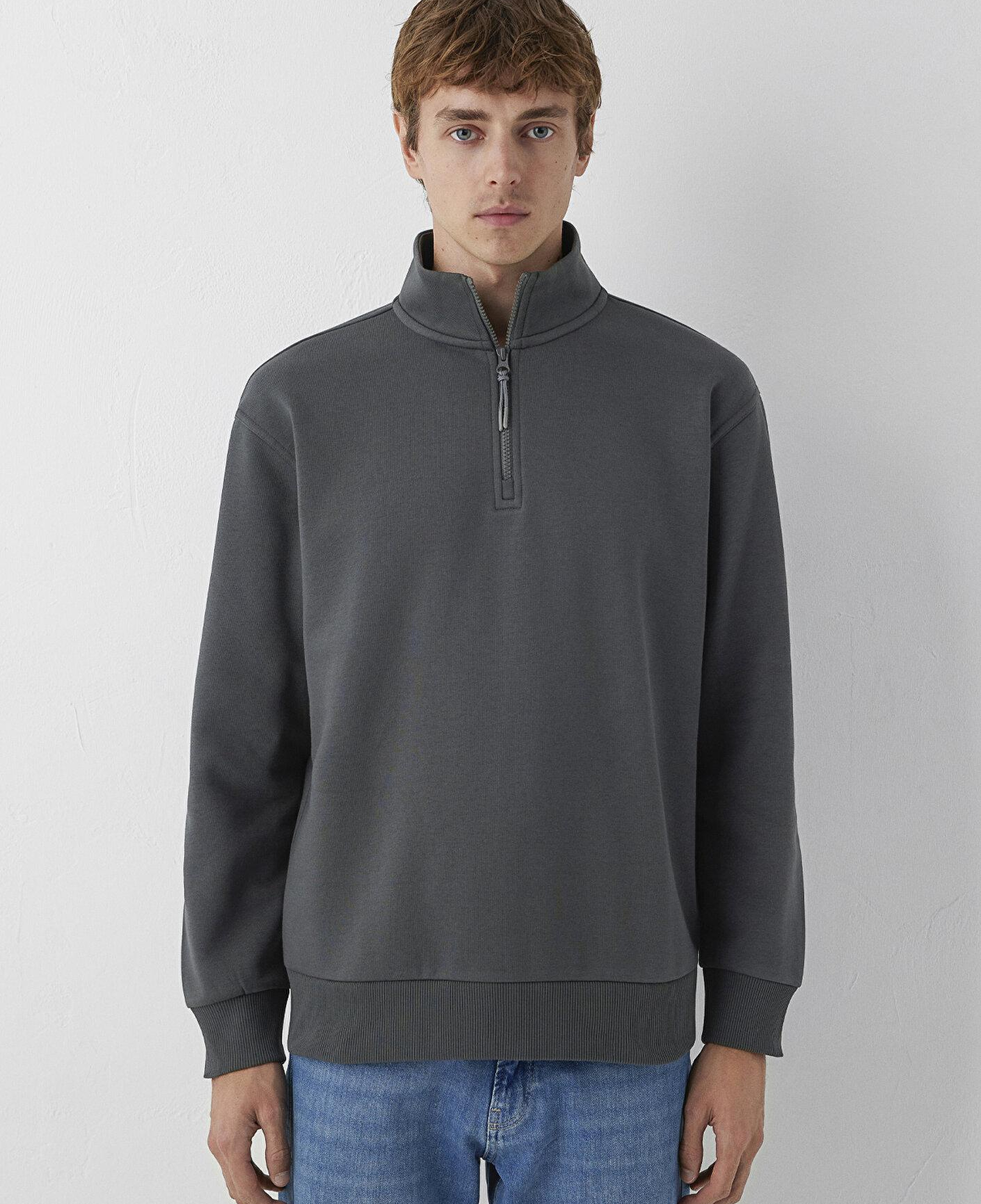 Mavi Yarı Fermuarlı Antrasit Basic Sweatshirt 0S10278-91268