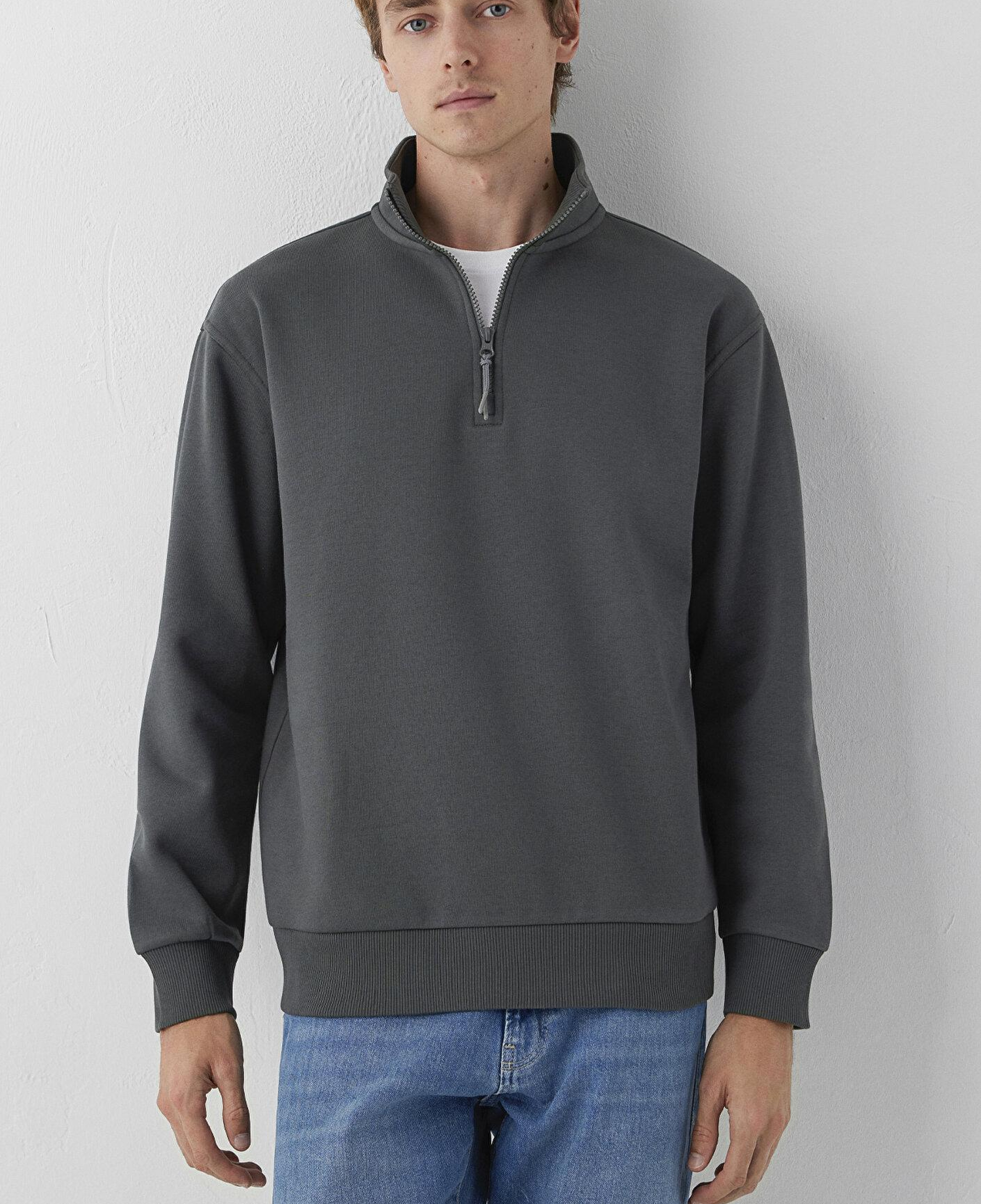 Mavi Yarı Fermuarlı Antrasit Basic Sweatshirt 0S10278-91268