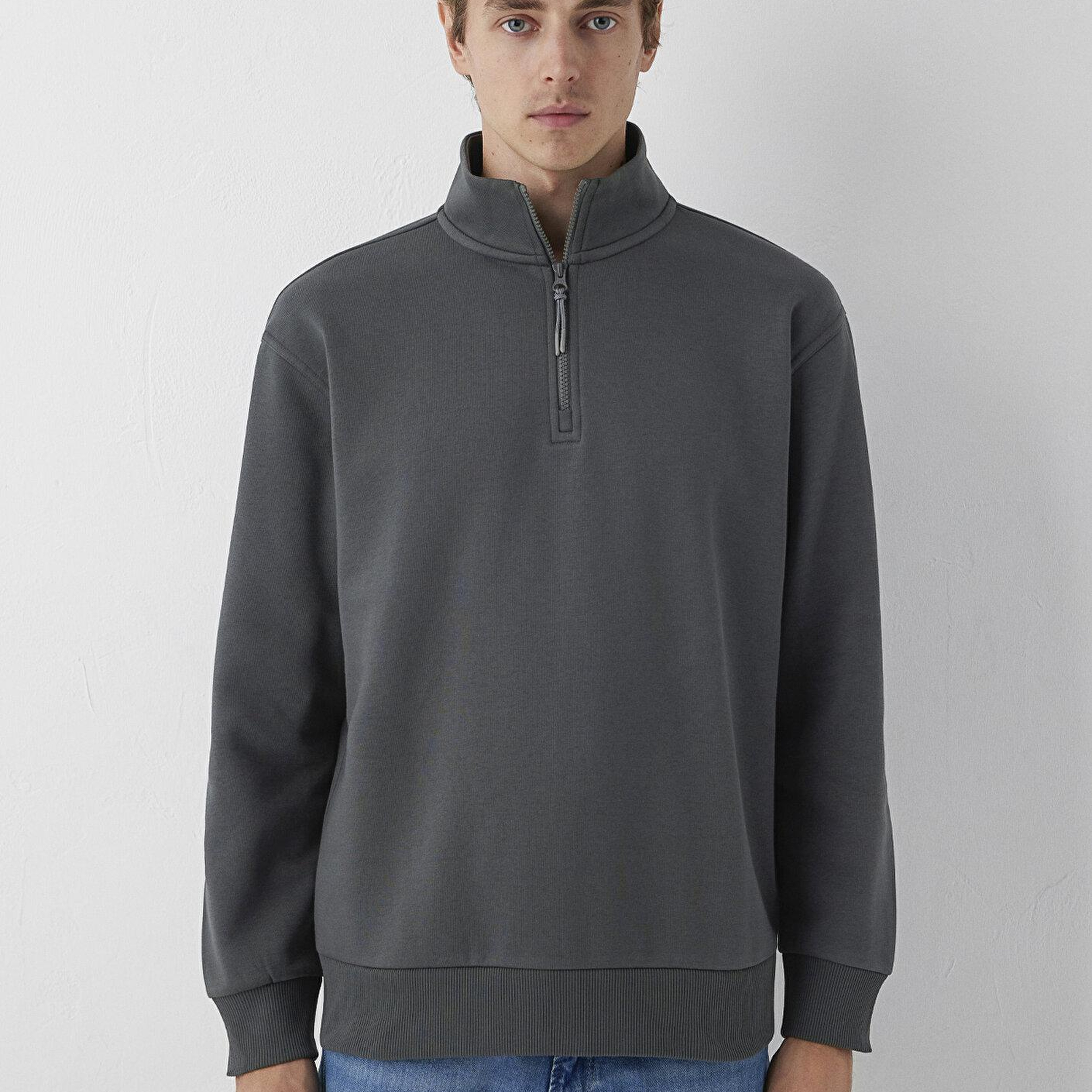 Mavi Yarı Fermuarlı Antrasit Basic Sweatshirt 0S10278-91268