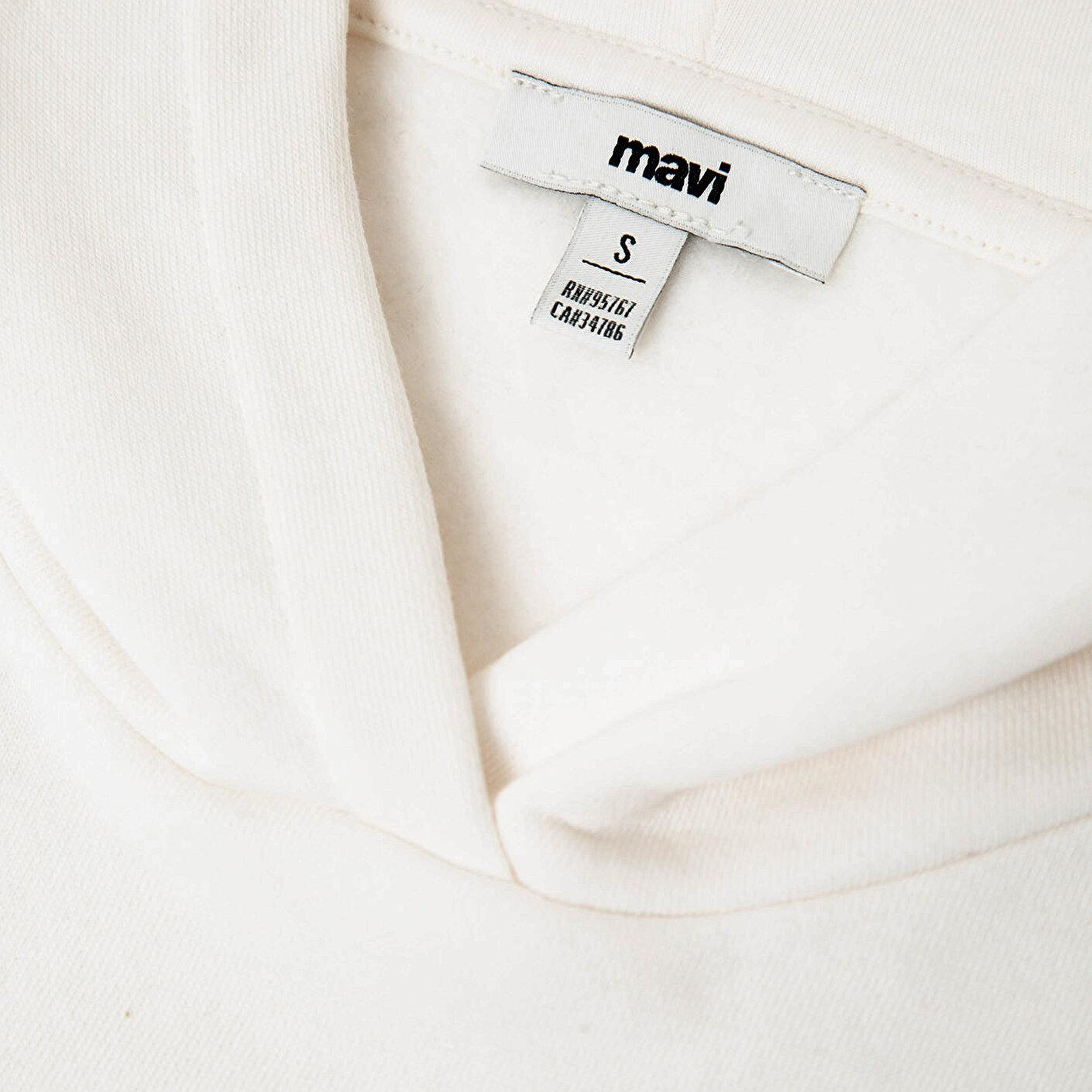 Mavi Kapüşonlu Ekru Sweatshirt 167299-80194