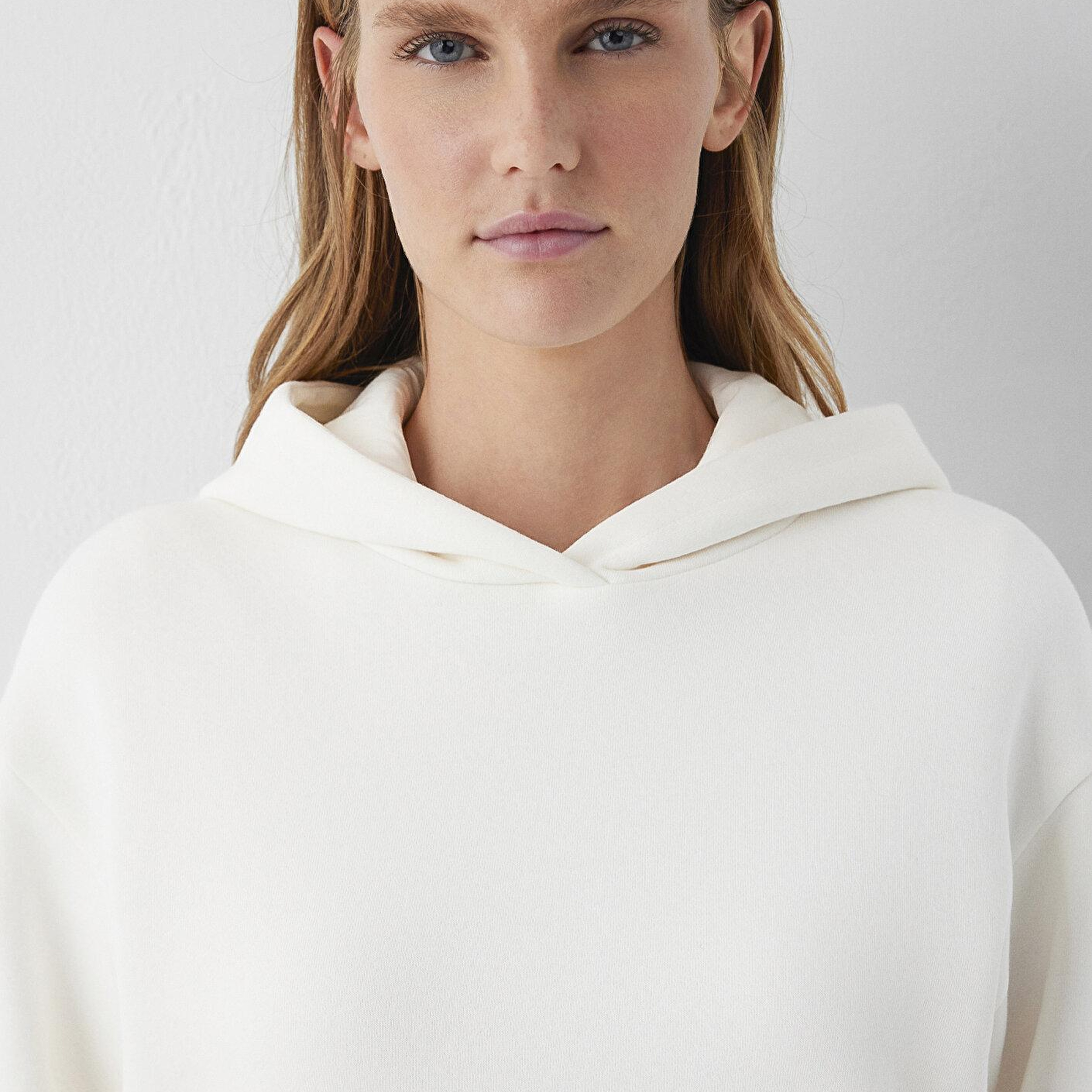 Mavi Kapüşonlu Ekru Sweatshirt 167299-80194