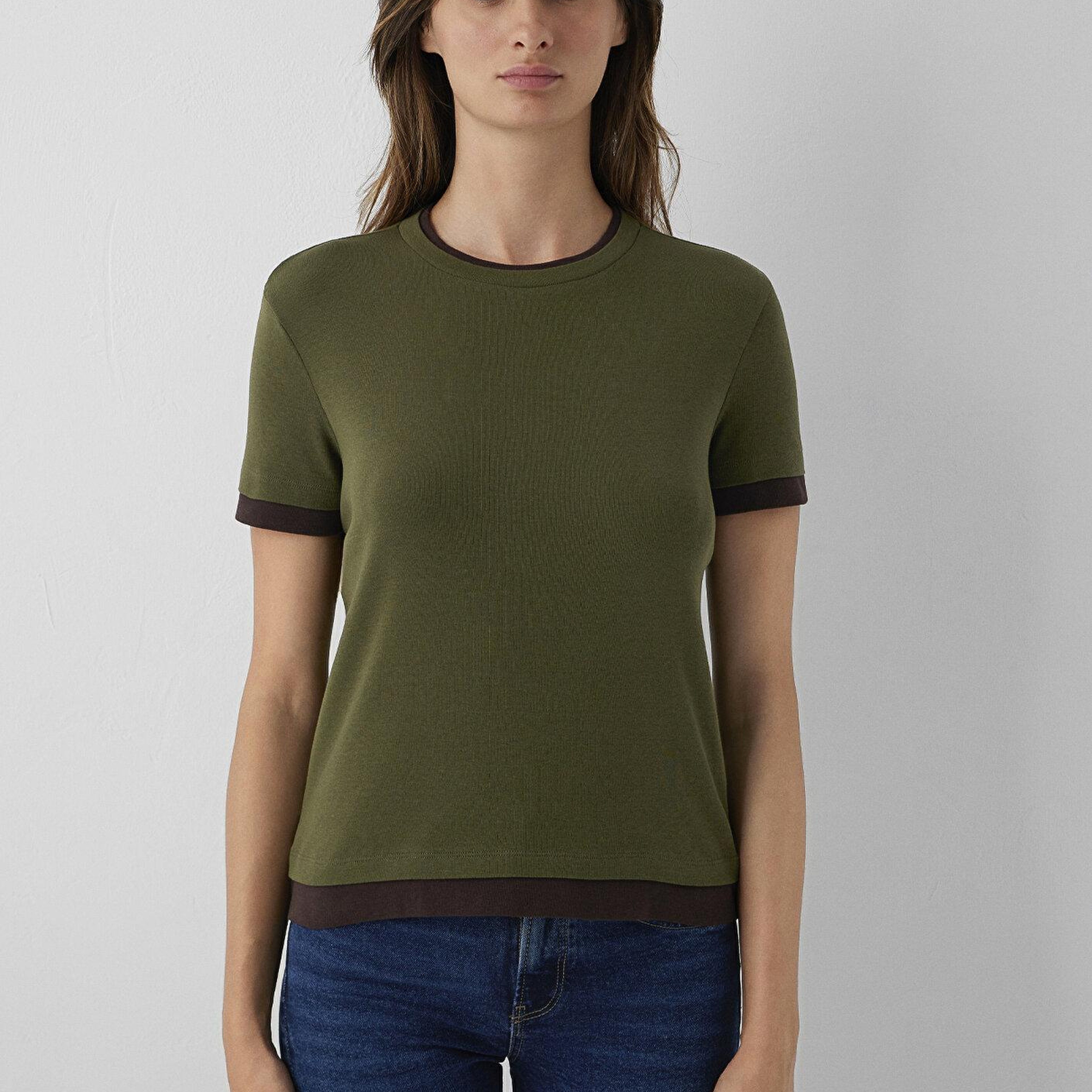 Mavi Çift Kat Görünümlü Haki Tişört Slim Fit / Dar Kesim 1614185-71543