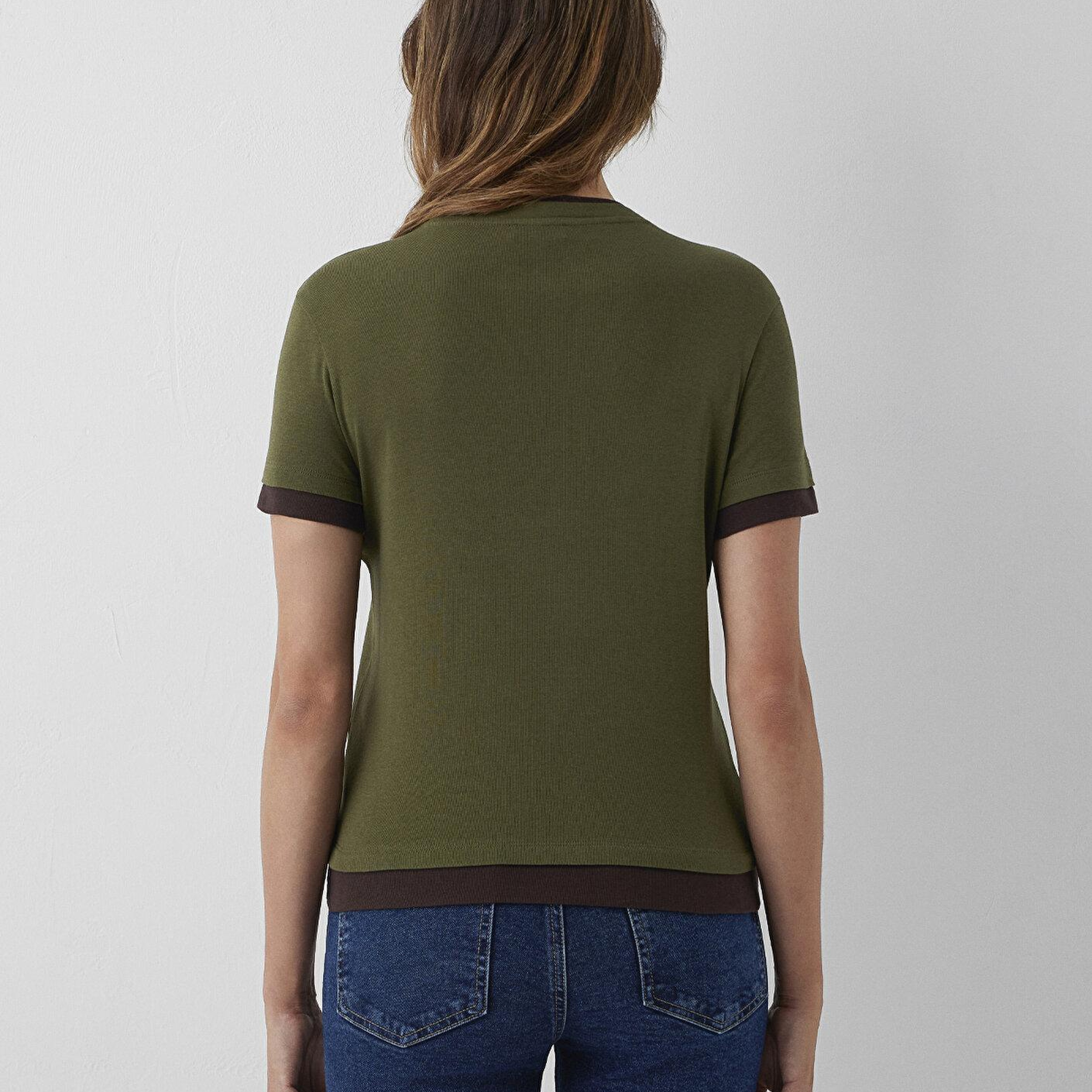 Mavi Çift Kat Görünümlü Haki Tişört Slim Fit / Dar Kesim 1614185-71543