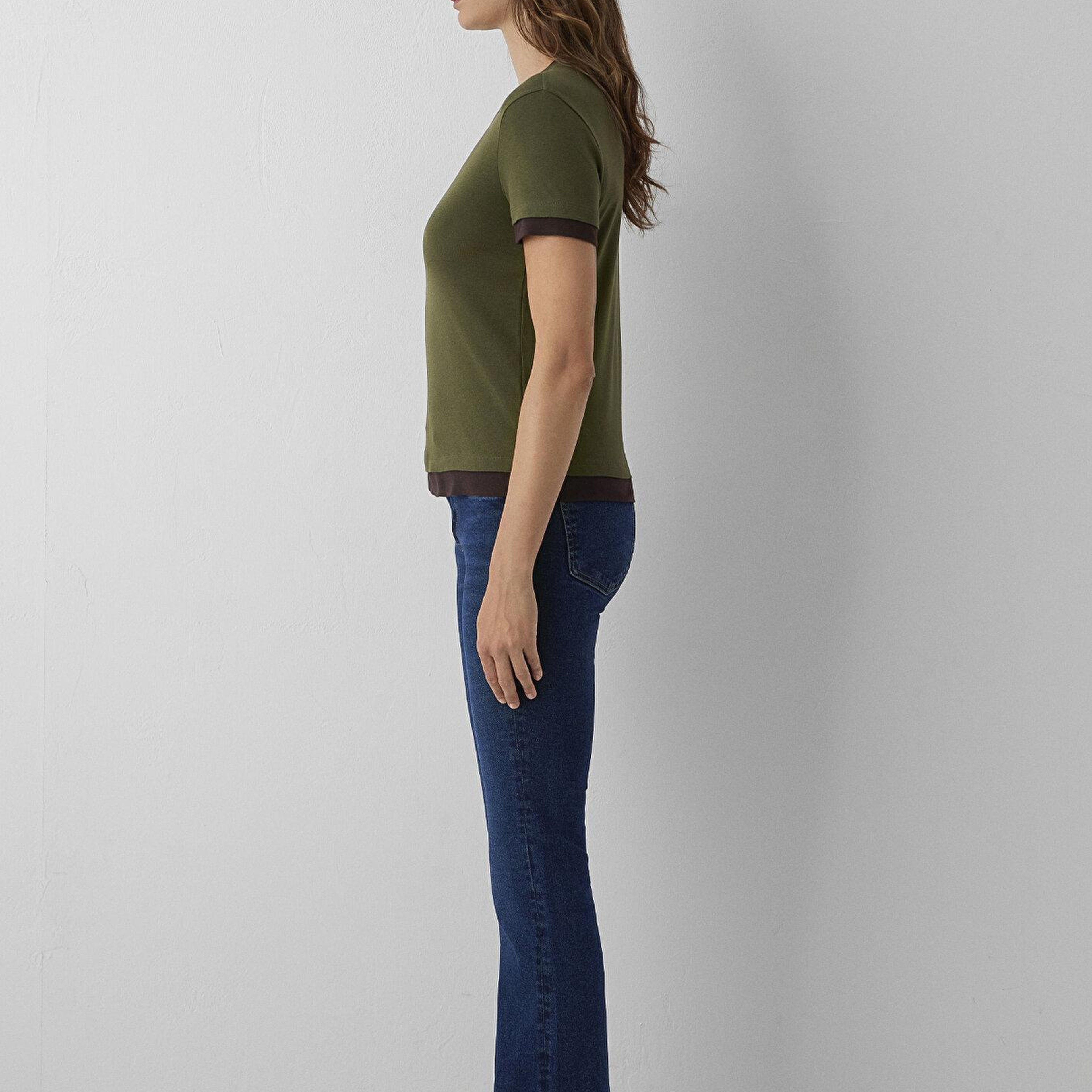 Mavi Çift Kat Görünümlü Haki Tişört Slim Fit / Dar Kesim 1614185-71543