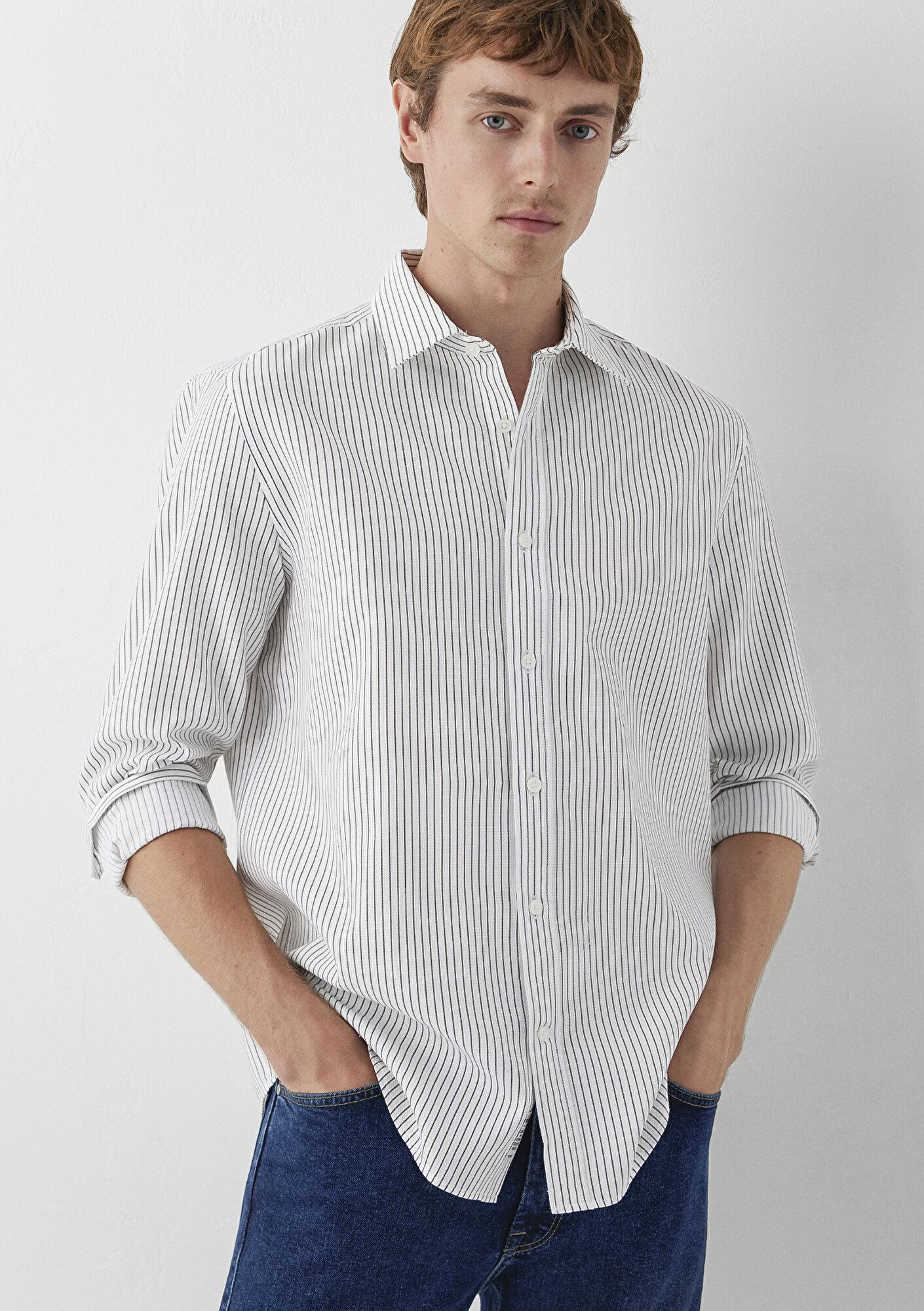 Mavi Çizgili Gömlek Regular Fit / Normal Kesim 0212096-91697