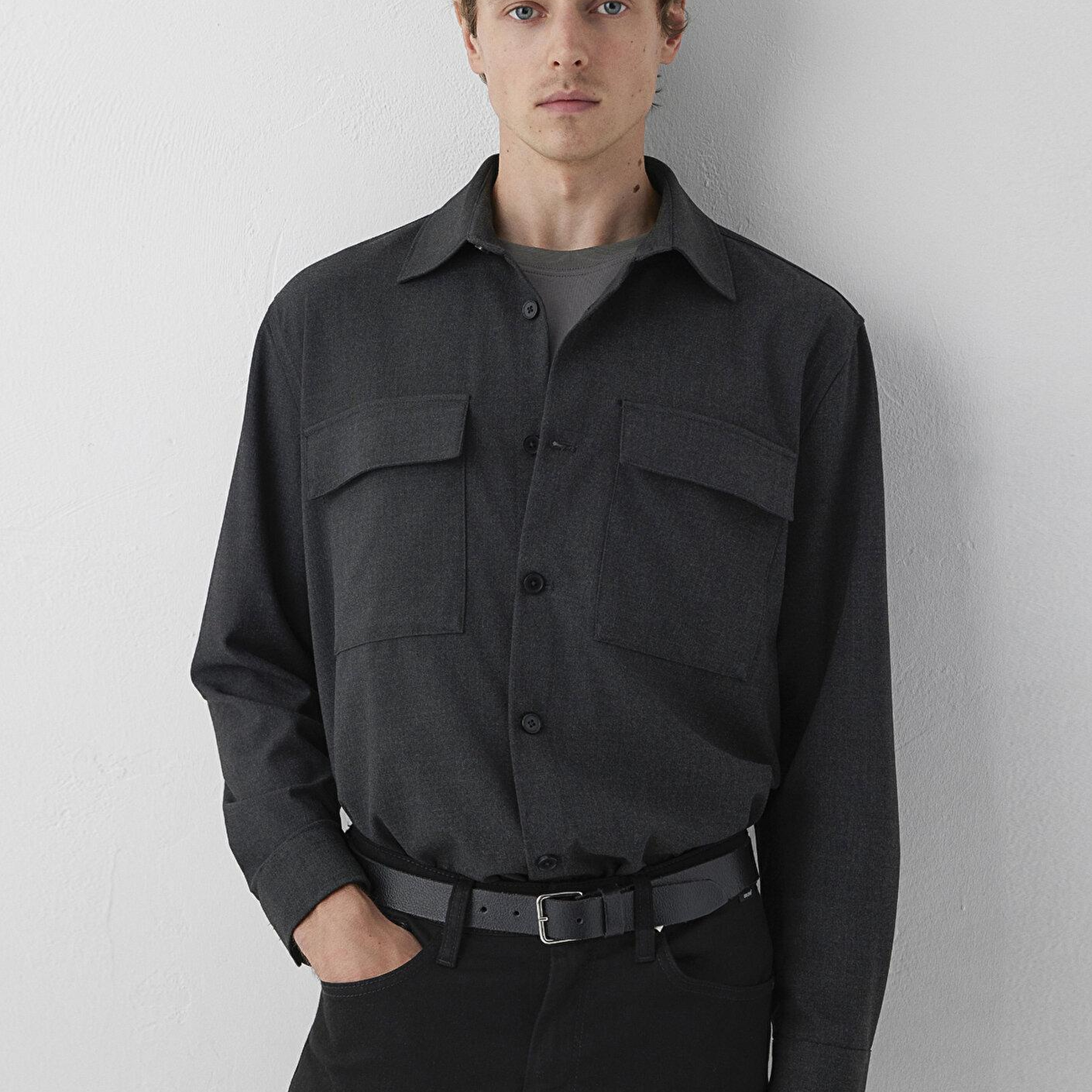 Mavi Gri Gömlek Loose Fit / Bol Rahat Kesim 0212070-80024