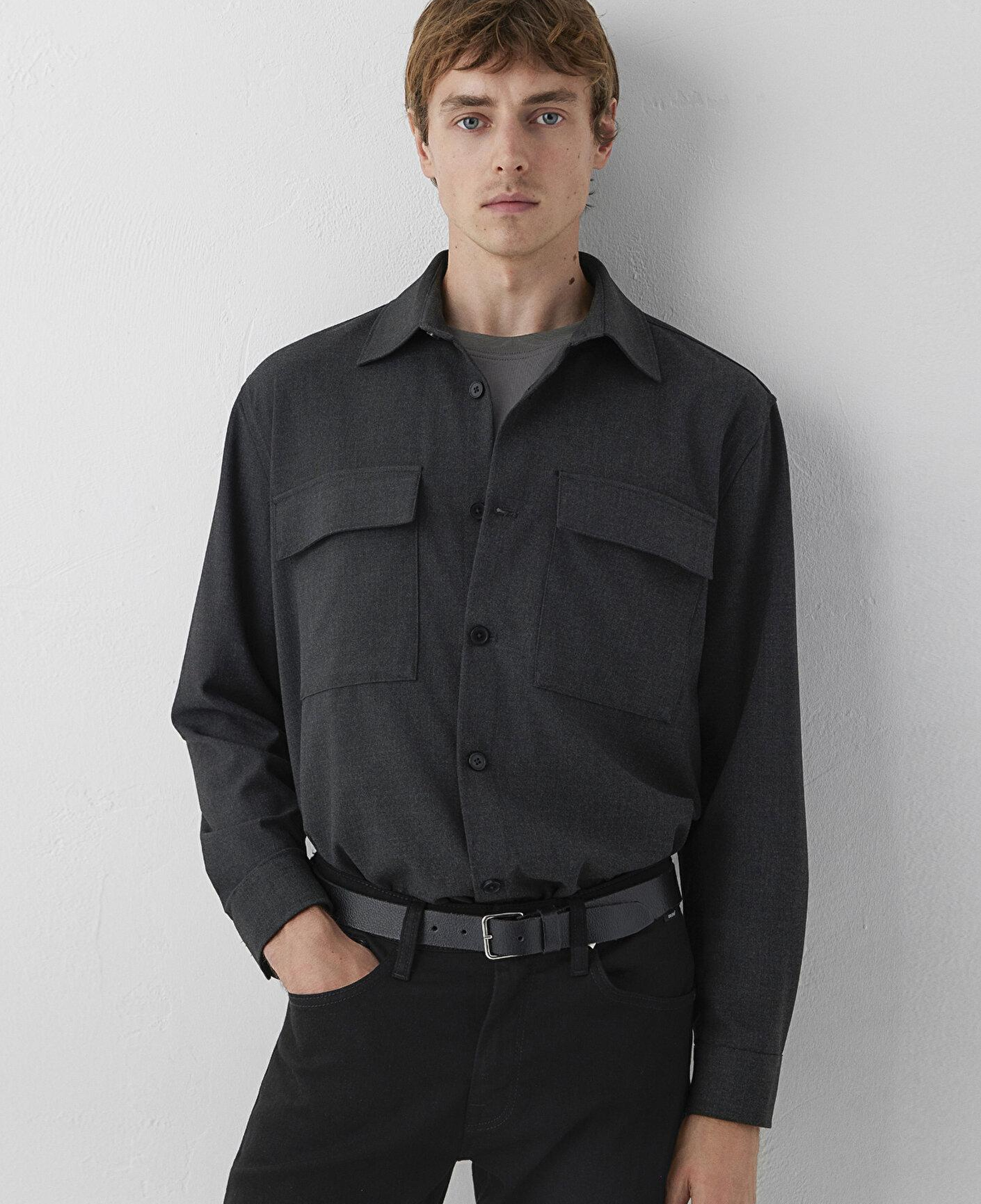 Mavi Gri Gömlek Loose Fit / Bol Rahat Kesim 0212070-80024