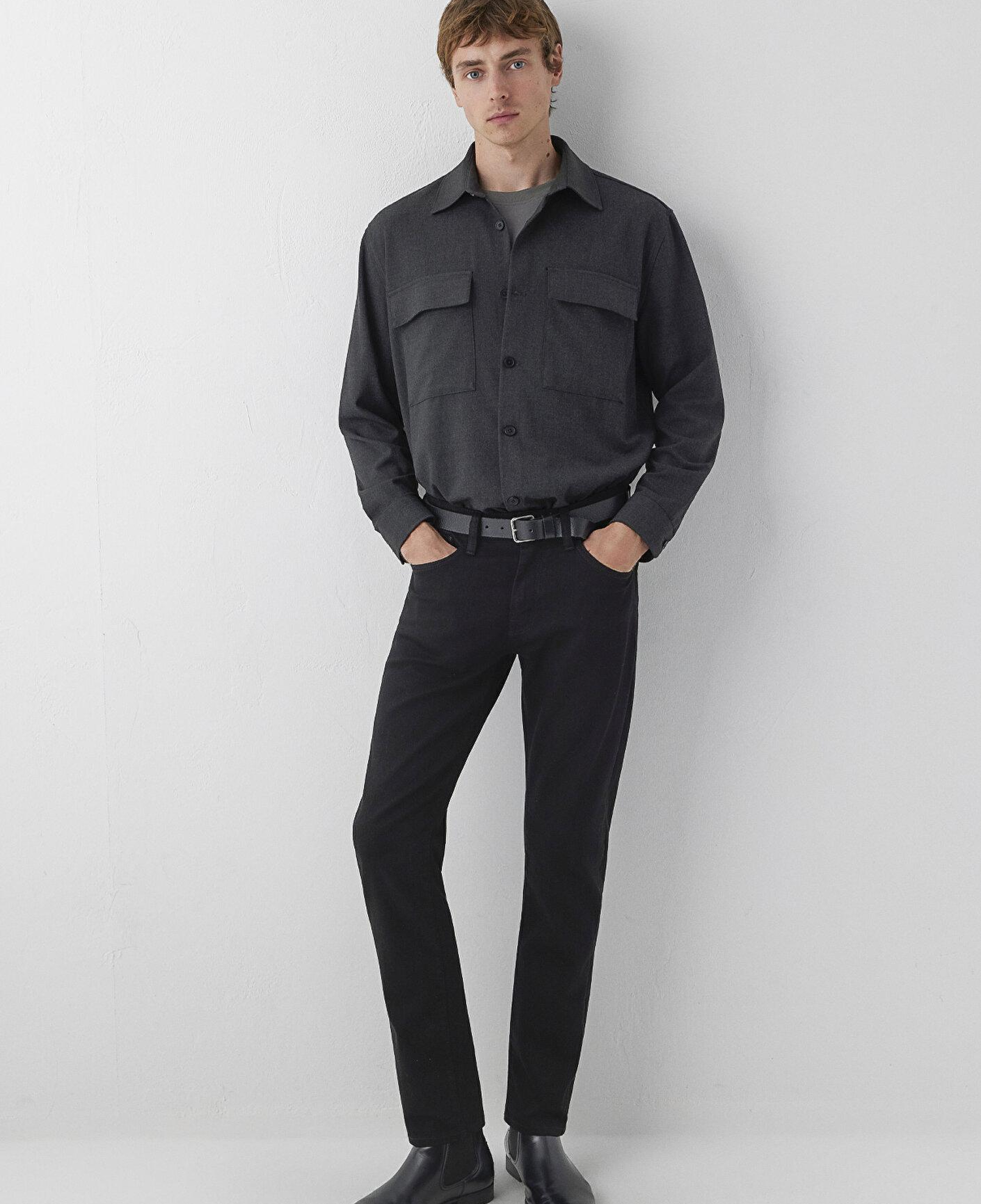 Mavi Gri Gömlek Loose Fit / Bol Rahat Kesim 0212070-80024