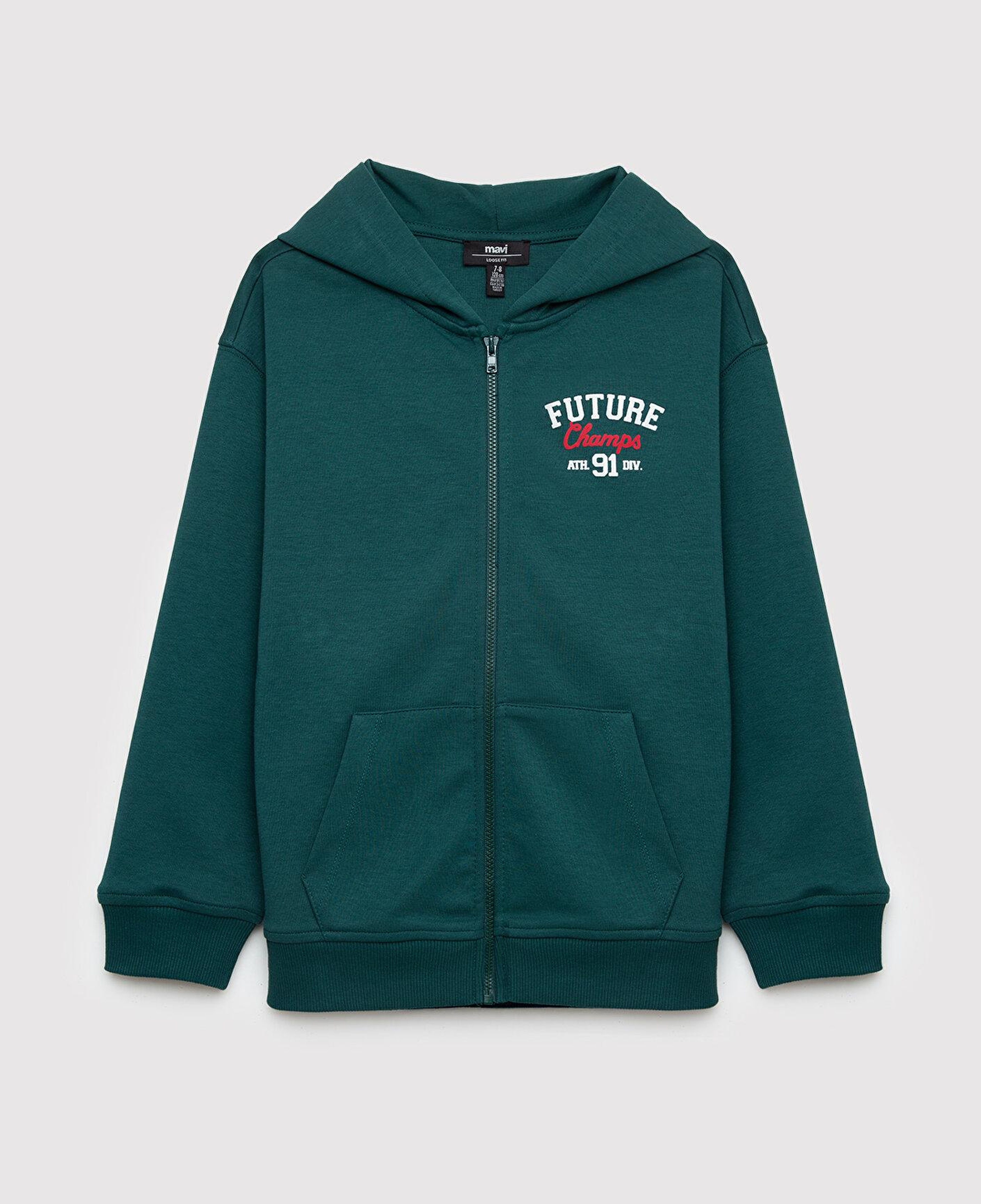 Mavi Kapüşonlu Yeşil Sweatshirt 6S10183-71932
