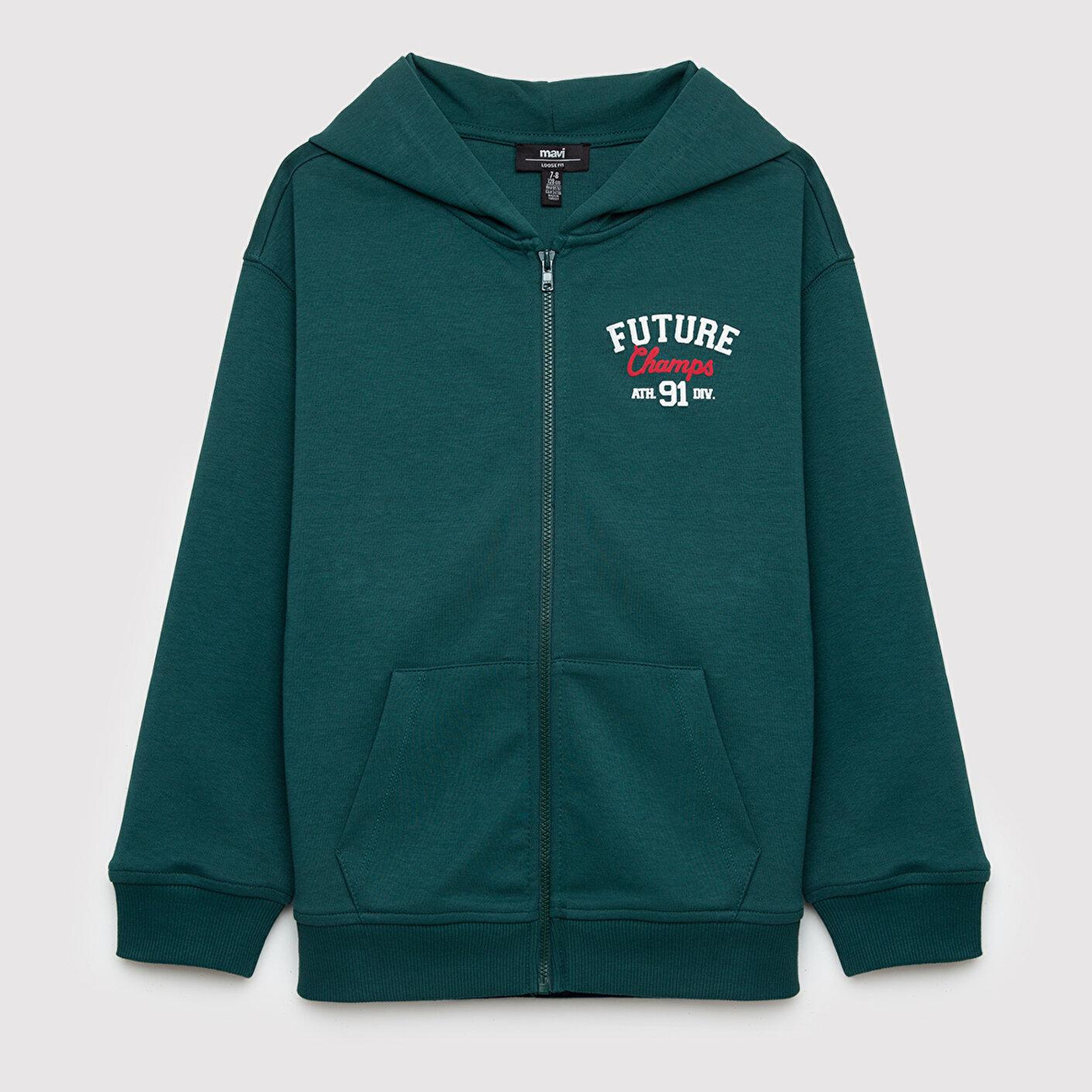 Mavi Kapüşonlu Yeşil Sweatshirt 6S10183-71932