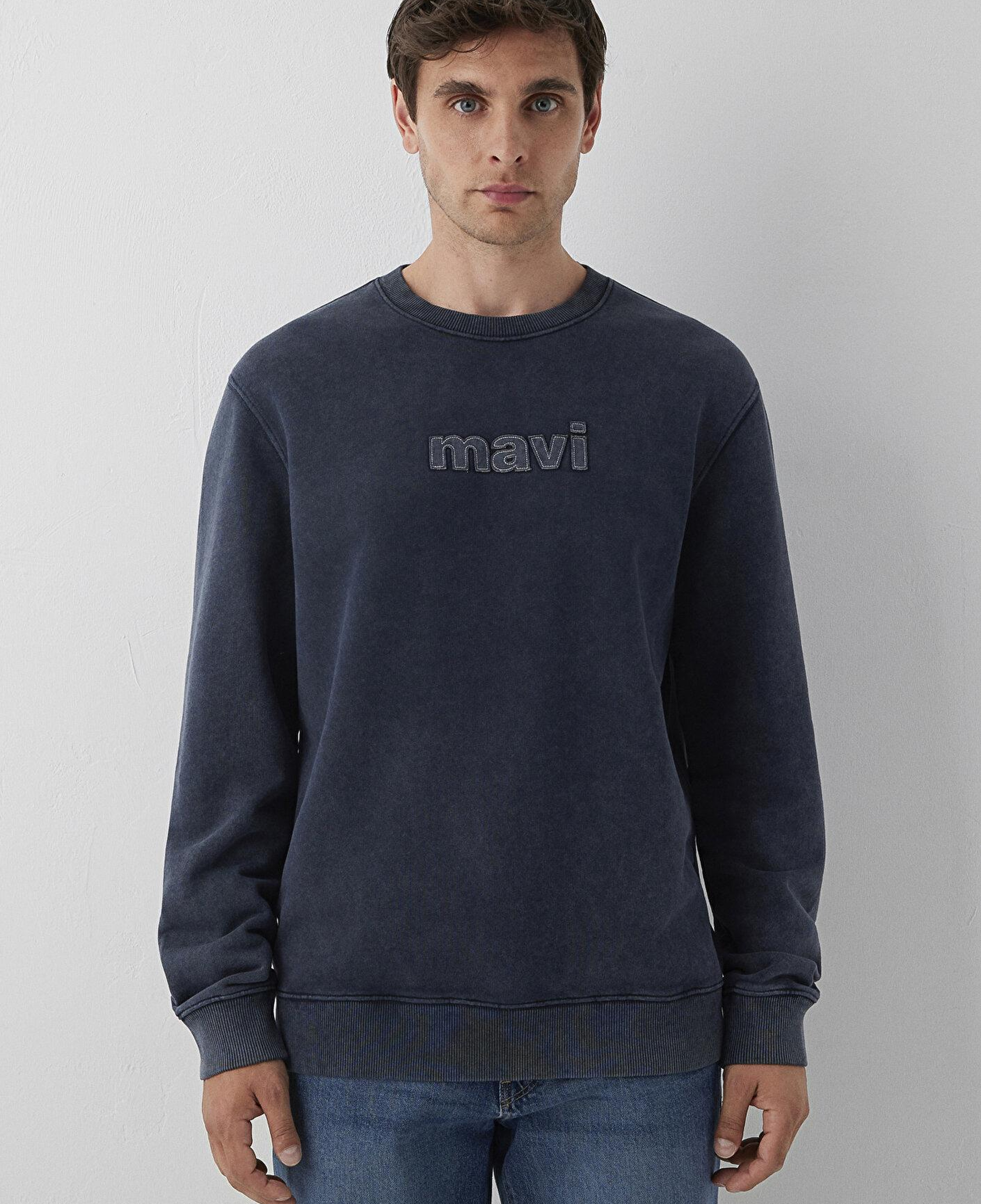 Mavi Mavi Logo Baskılı Lacivert Sweatshirt 0S20102-70489