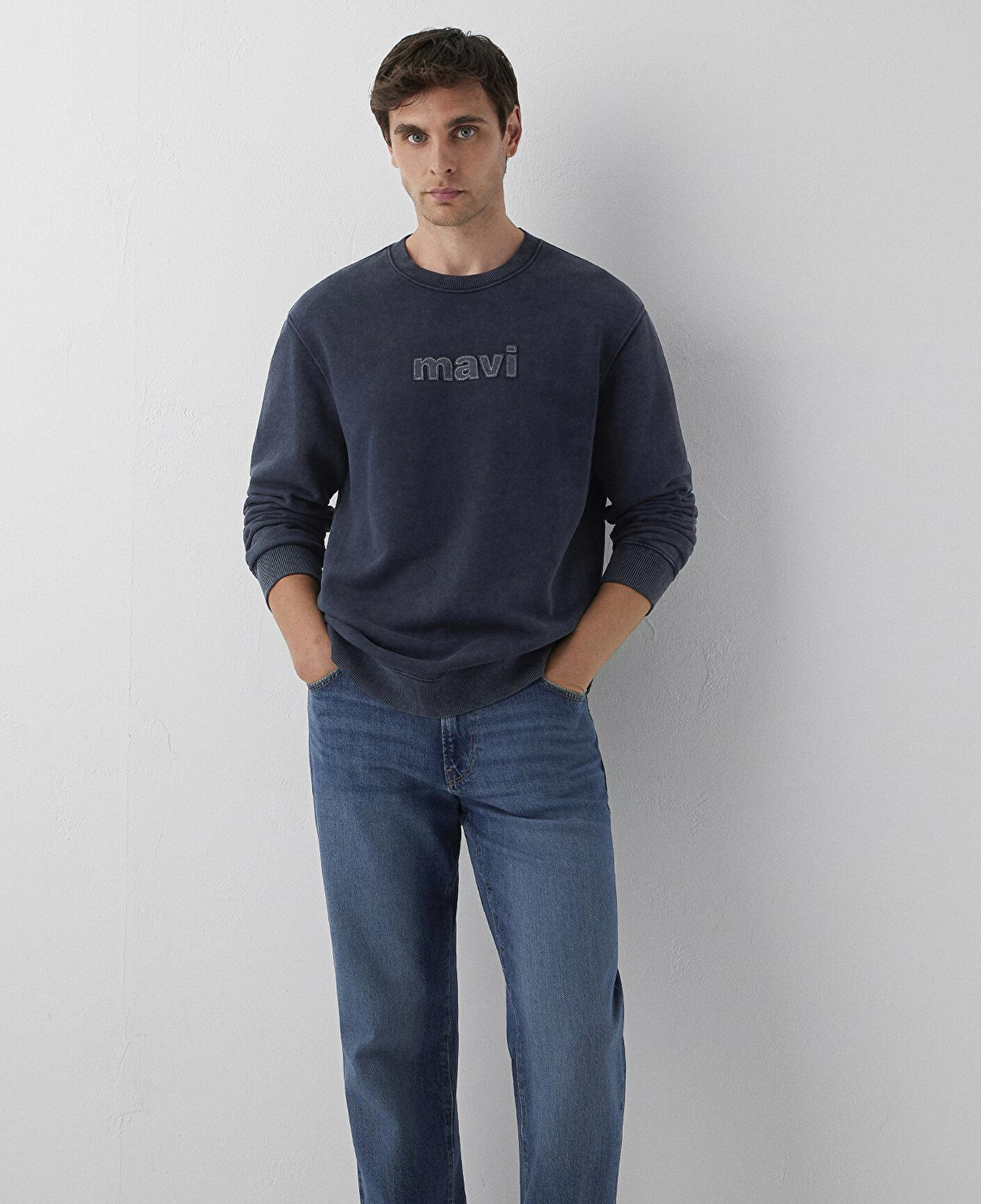 Mavi Mavi Logo Baskılı Lacivert Sweatshirt 0S20102-70489
