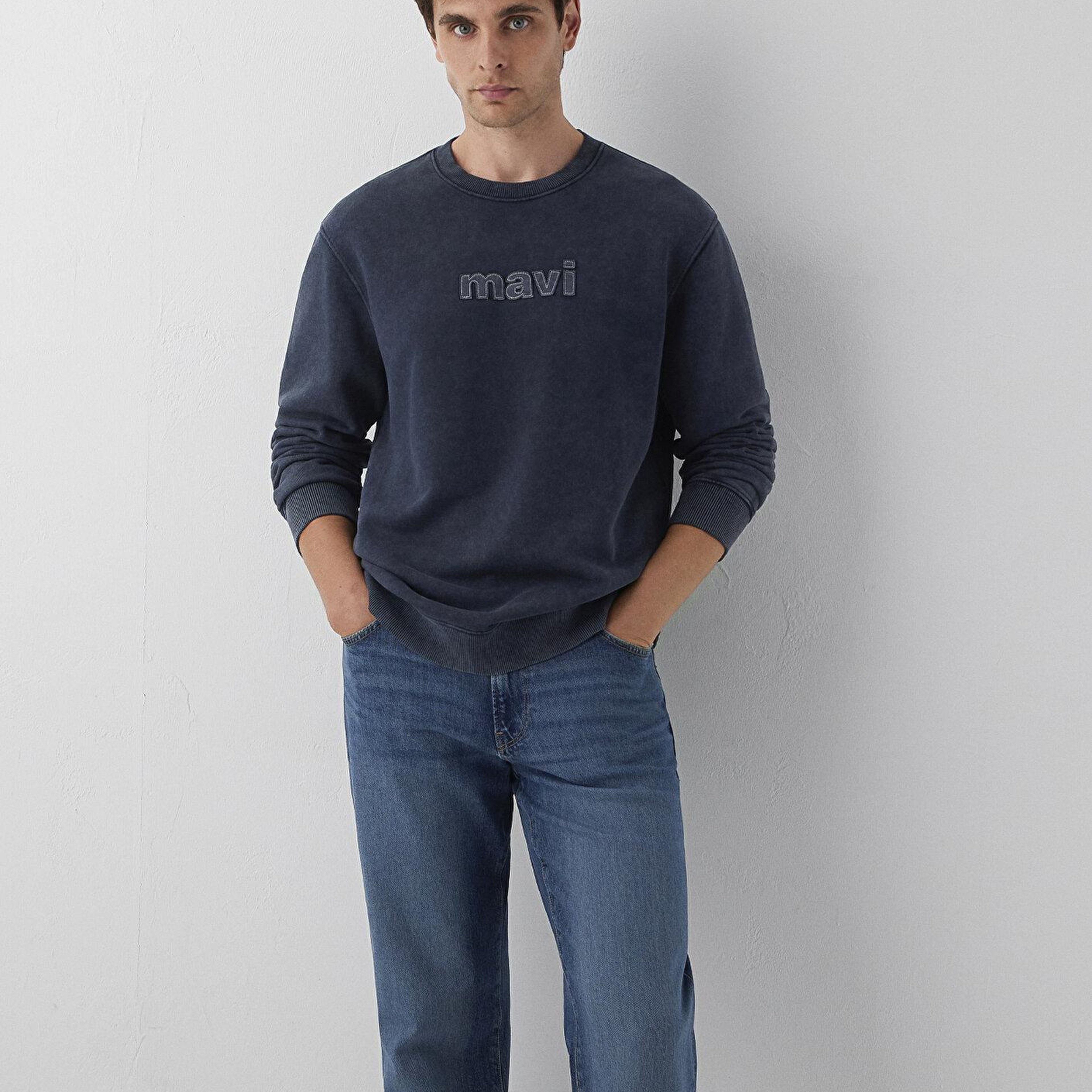 Mavi Mavi Logo Baskılı Lacivert Sweatshirt 0S20102-70489