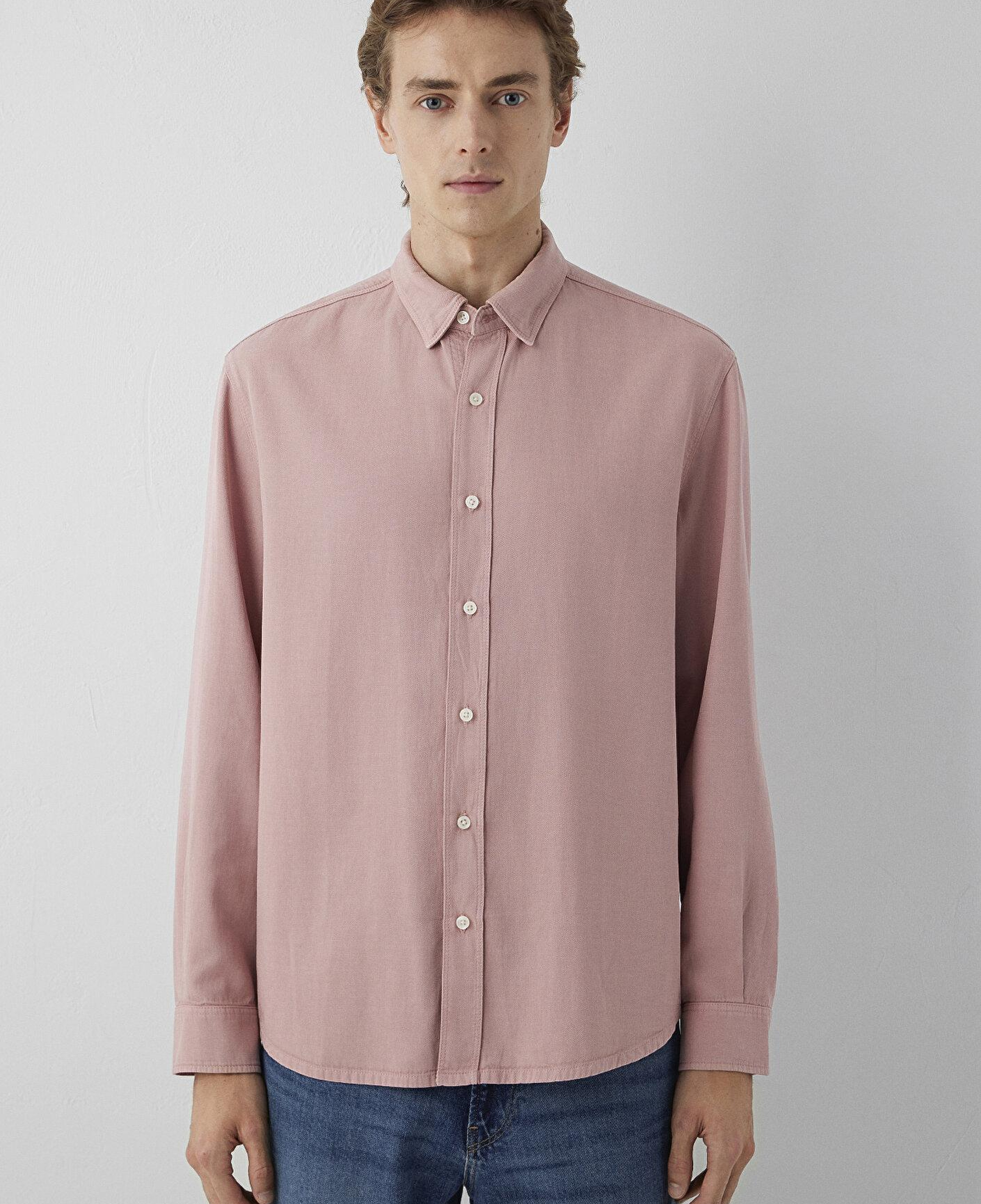Mavi Keten (Tencel™) Lyocell Karışımlı Pembe Gömlek Regular Fit / Normal Kesim 0211482-70948