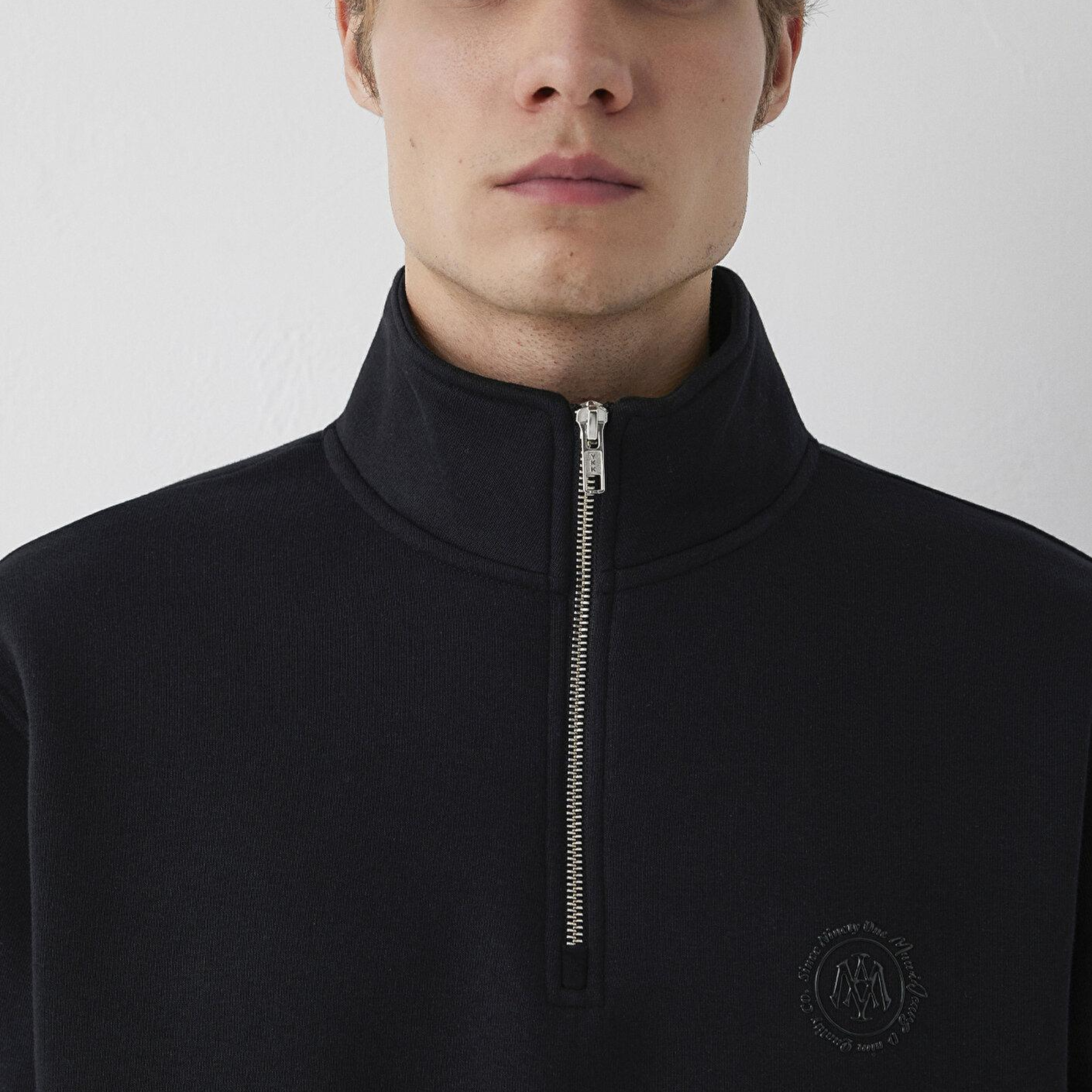 Mavi Mavi Logo Yarı Fermuarlı Siyah Sweatshirt 0S20112-900