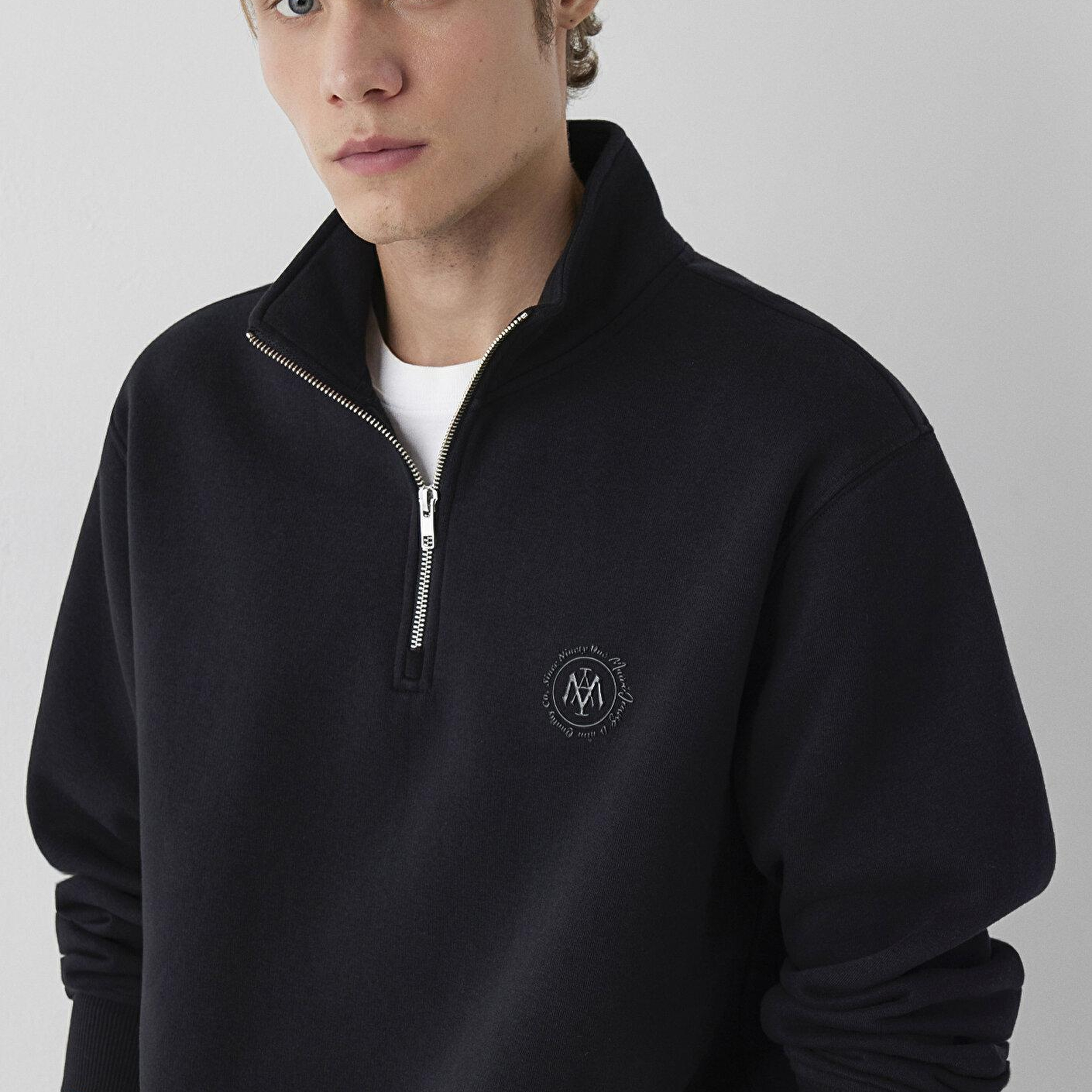 Mavi Mavi Logo Yarı Fermuarlı Siyah Sweatshirt 0S20112-900