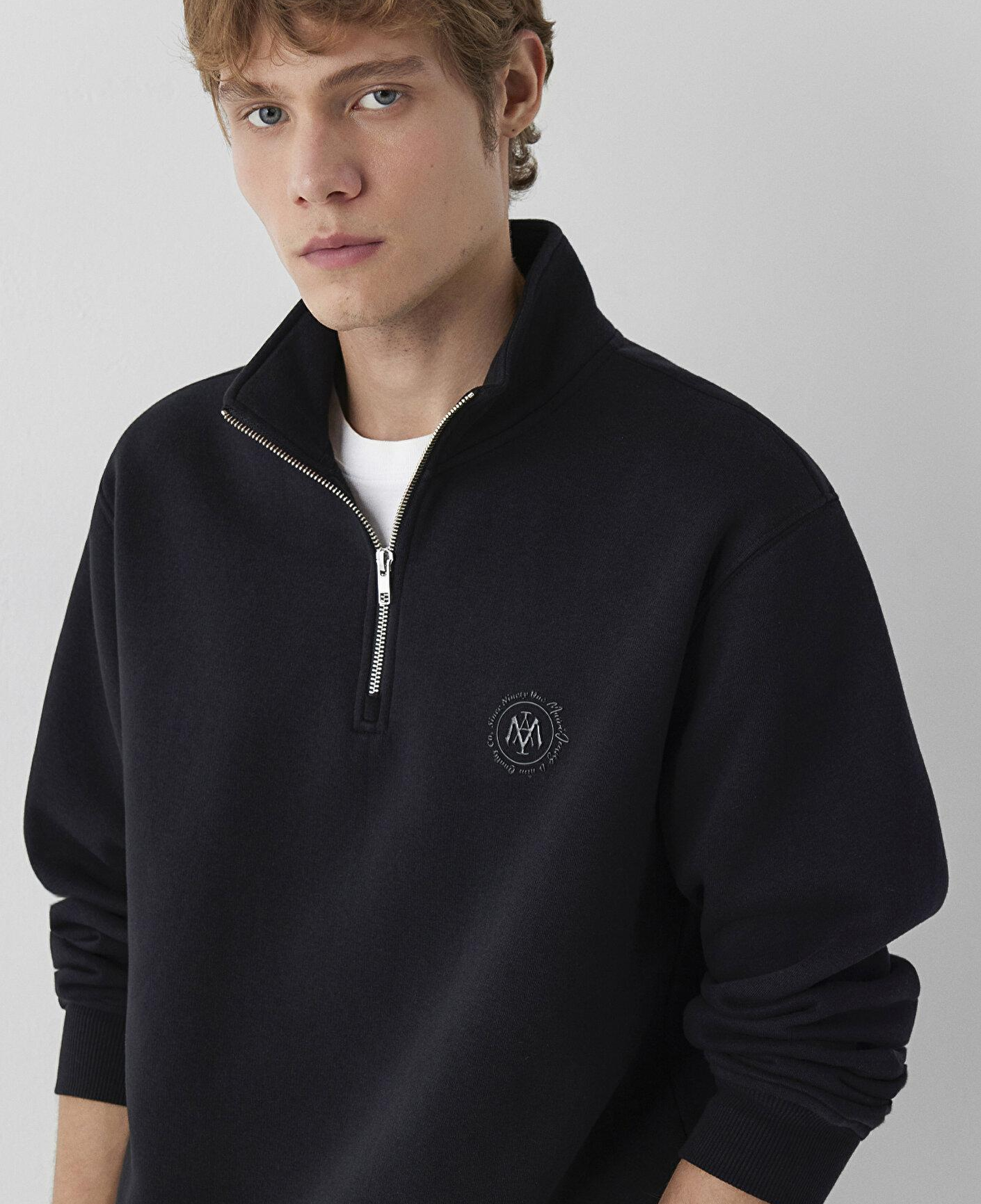 Mavi Mavi Logo Yarı Fermuarlı Siyah Sweatshirt 0S20112-900
