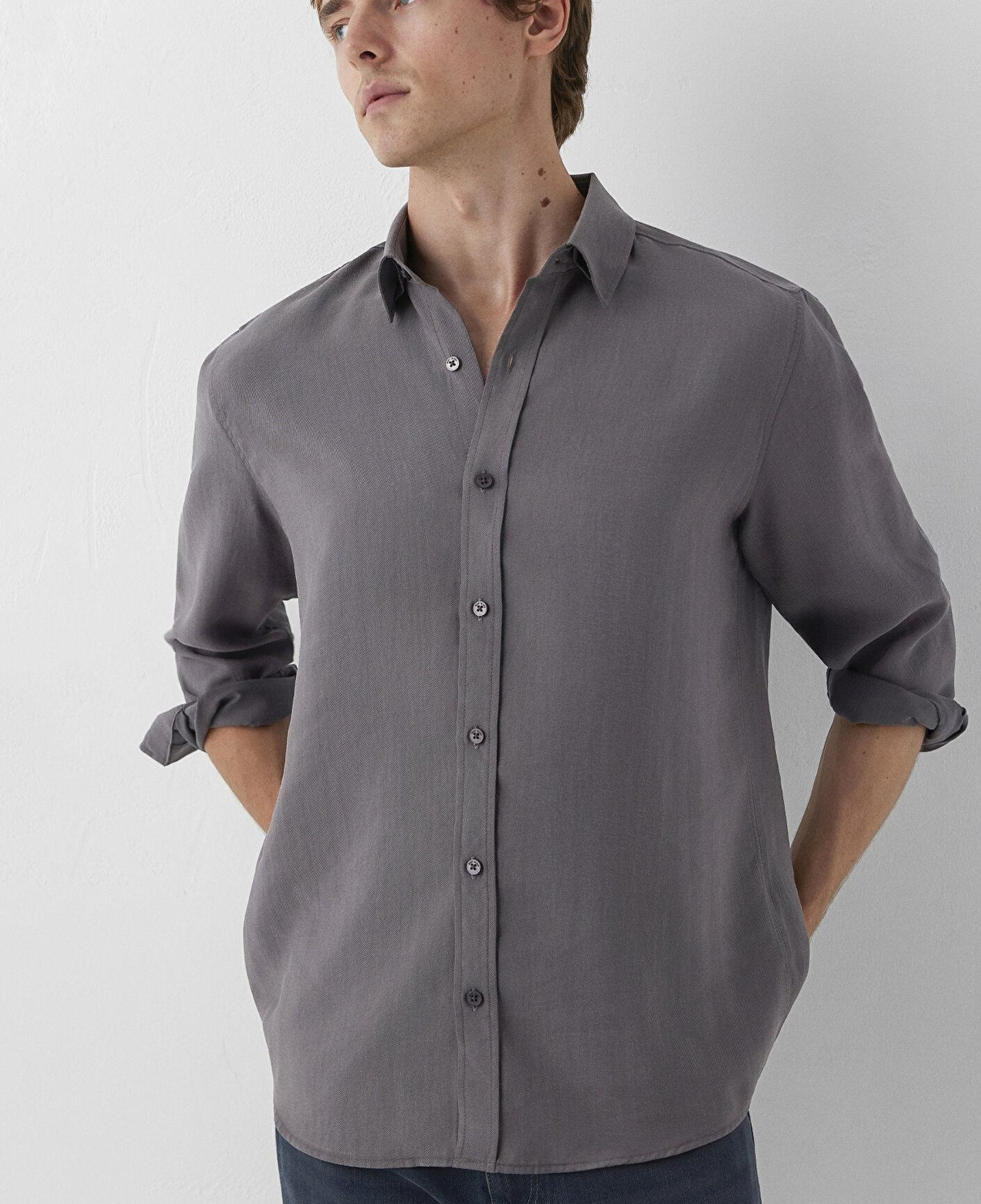 Mavi (Tencel™) Lyocell Karışımlı Gri Gömlek Regular Fit / Normal Kesim 0220433-80020