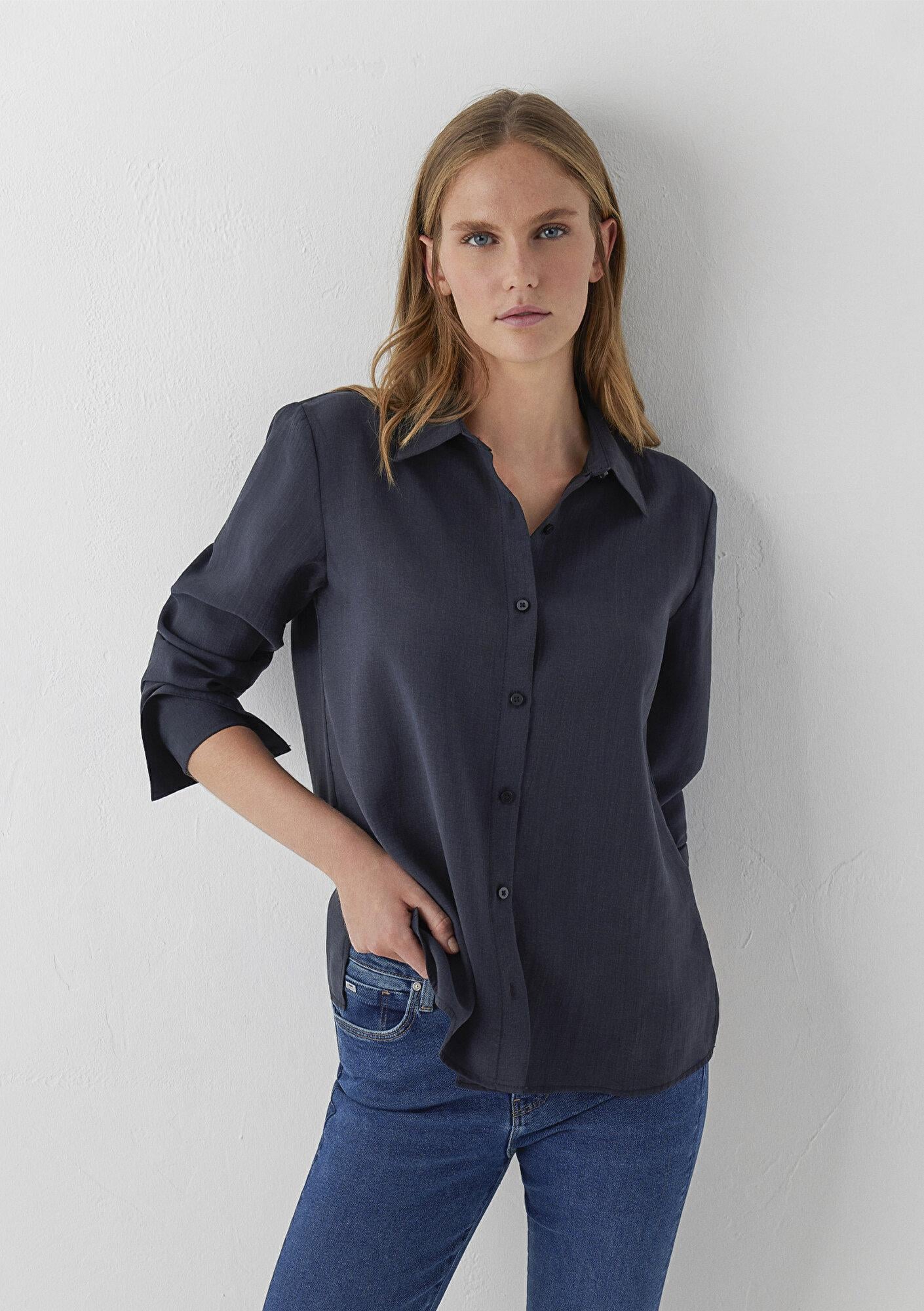 Mavi Siyah Gömlek Regular Fit / Normal Kesim 1220389-71378