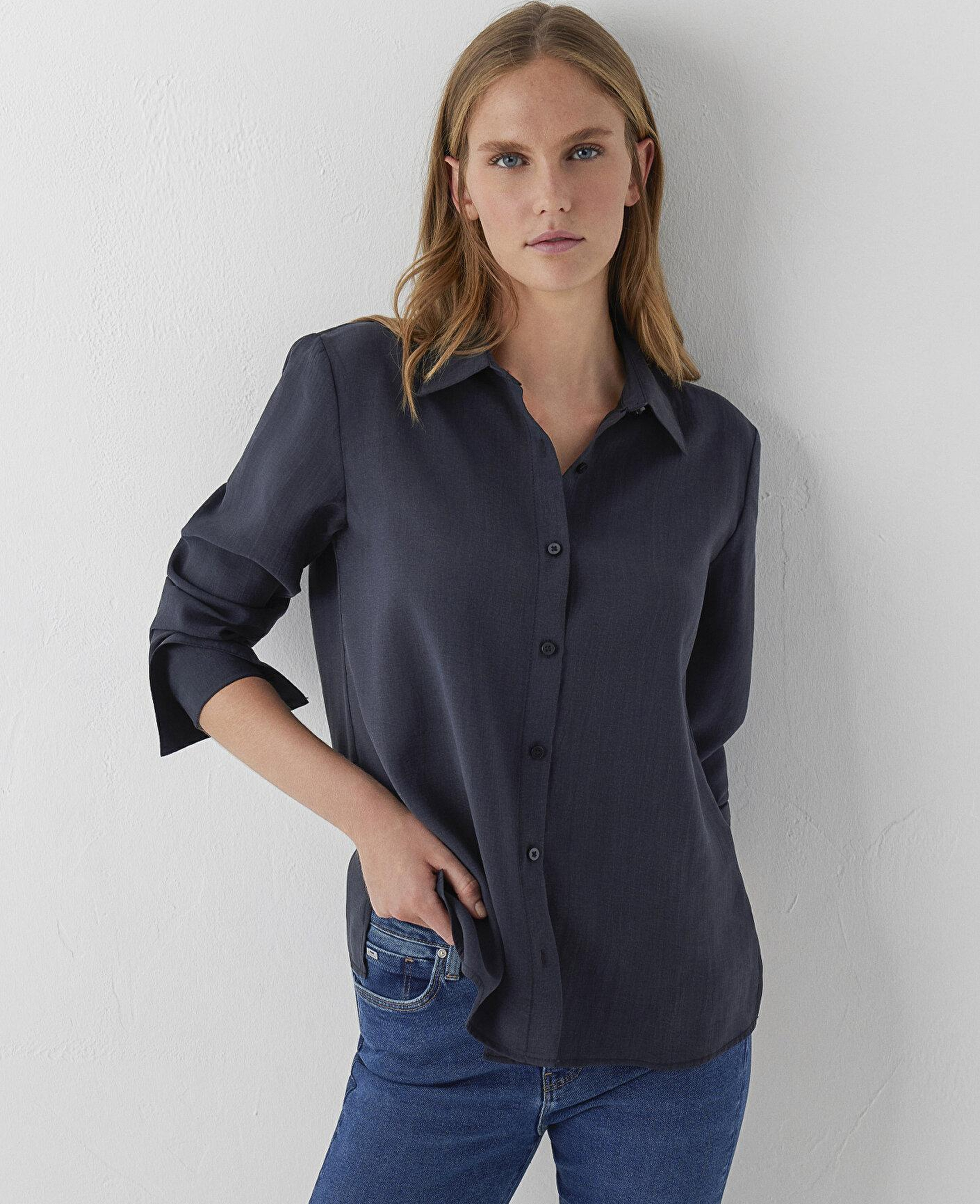 Mavi Siyah Gömlek Regular Fit / Normal Kesim 1220389-71378