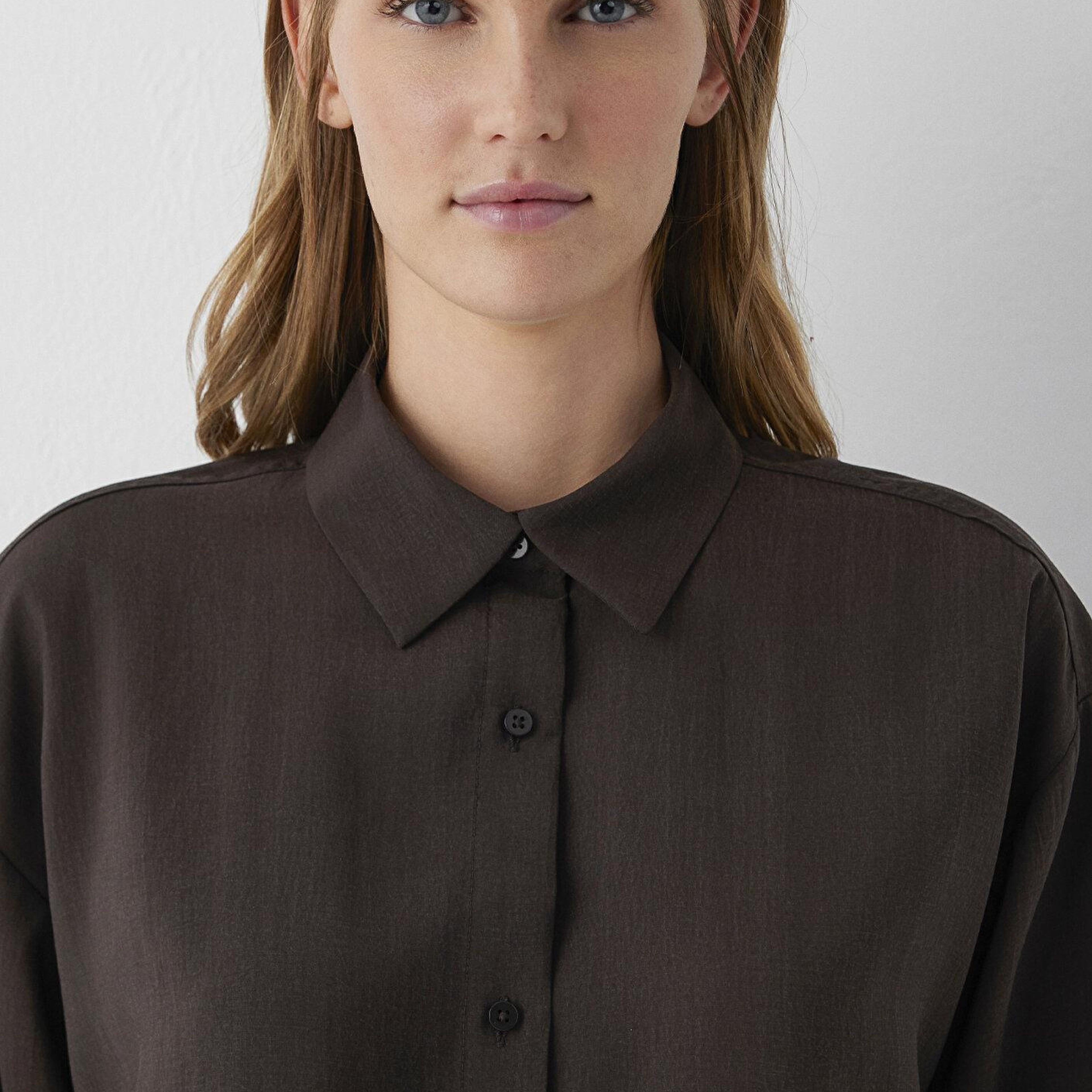 Mavi Kahverengi Gömlek Oversize / Geniş Kesim 1220416-89103
