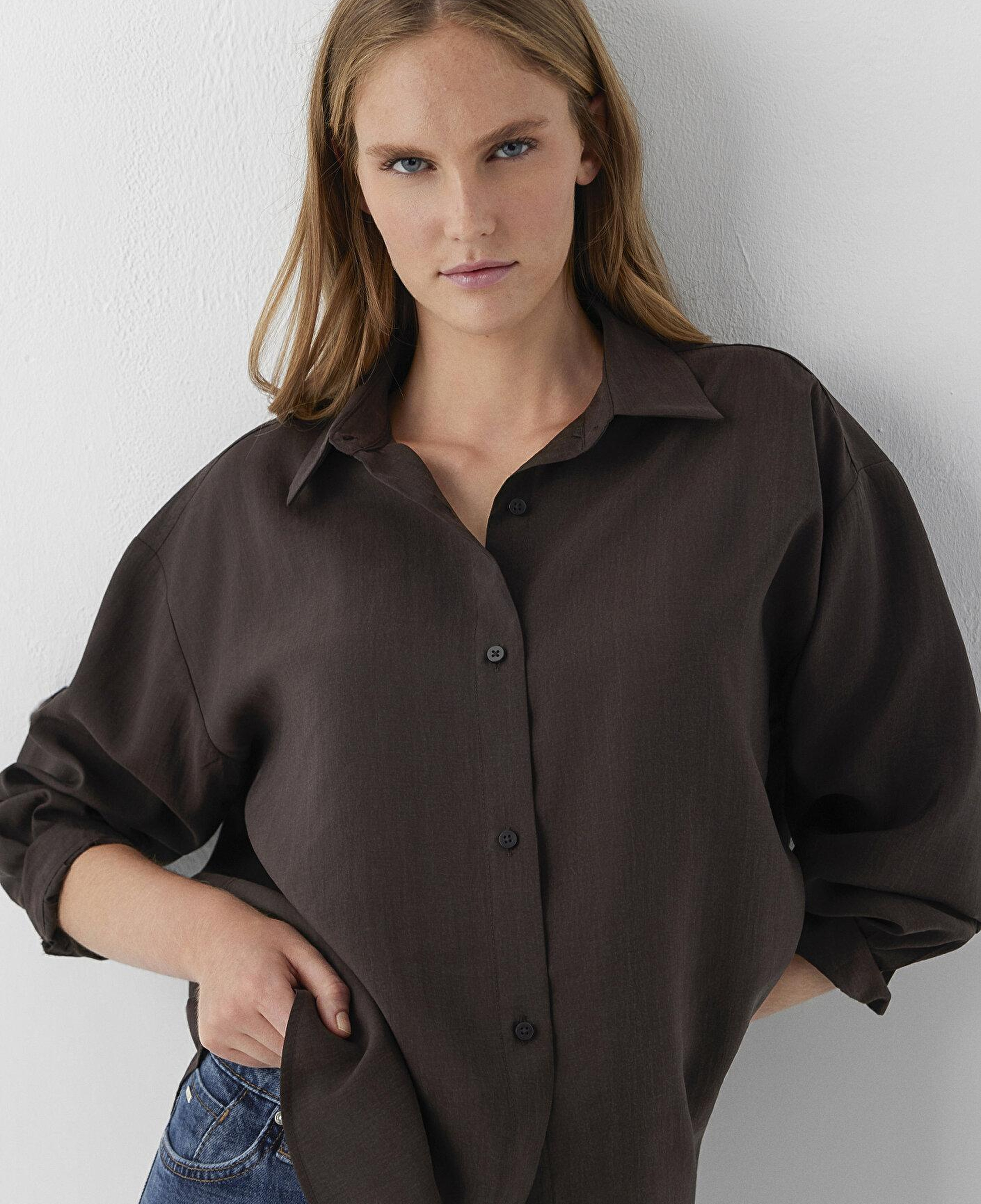Mavi Kahverengi Gömlek Oversize / Geniş Kesim 1220416-89103