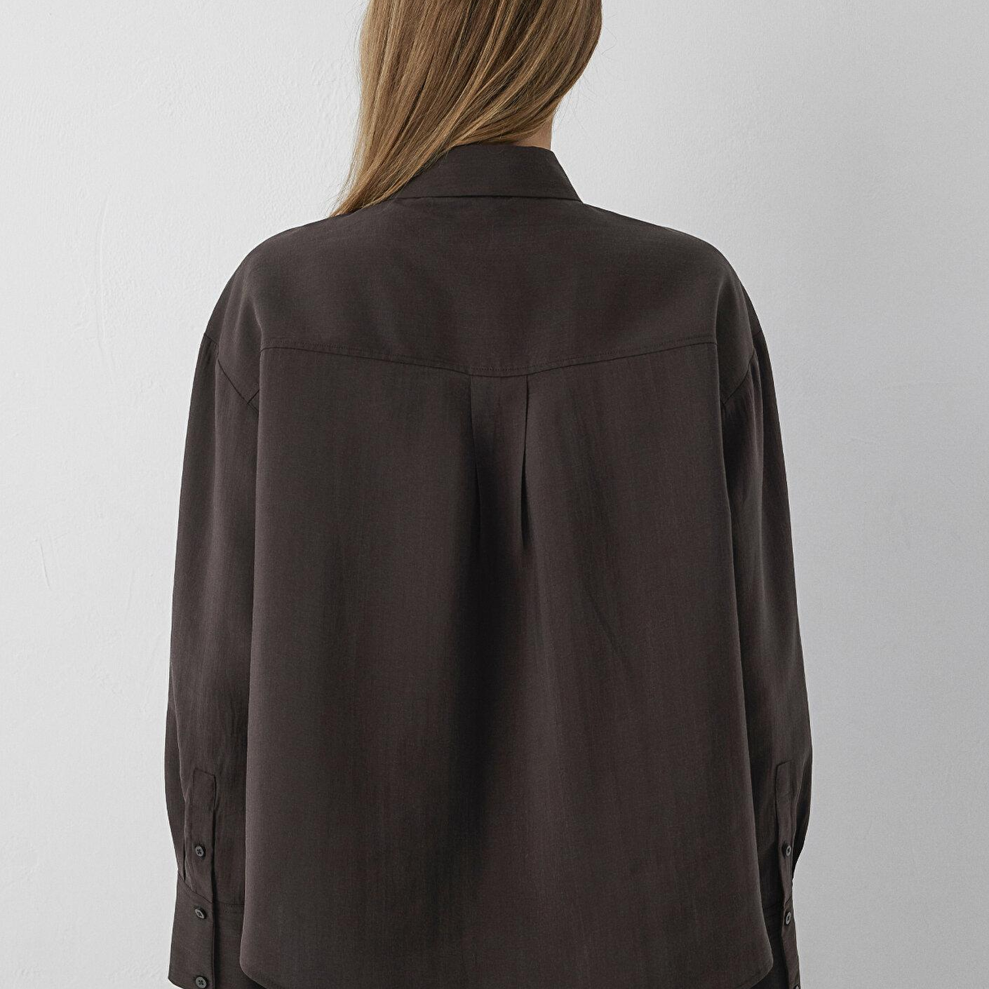 Mavi Kahverengi Gömlek Oversize / Geniş Kesim 1220416-89103