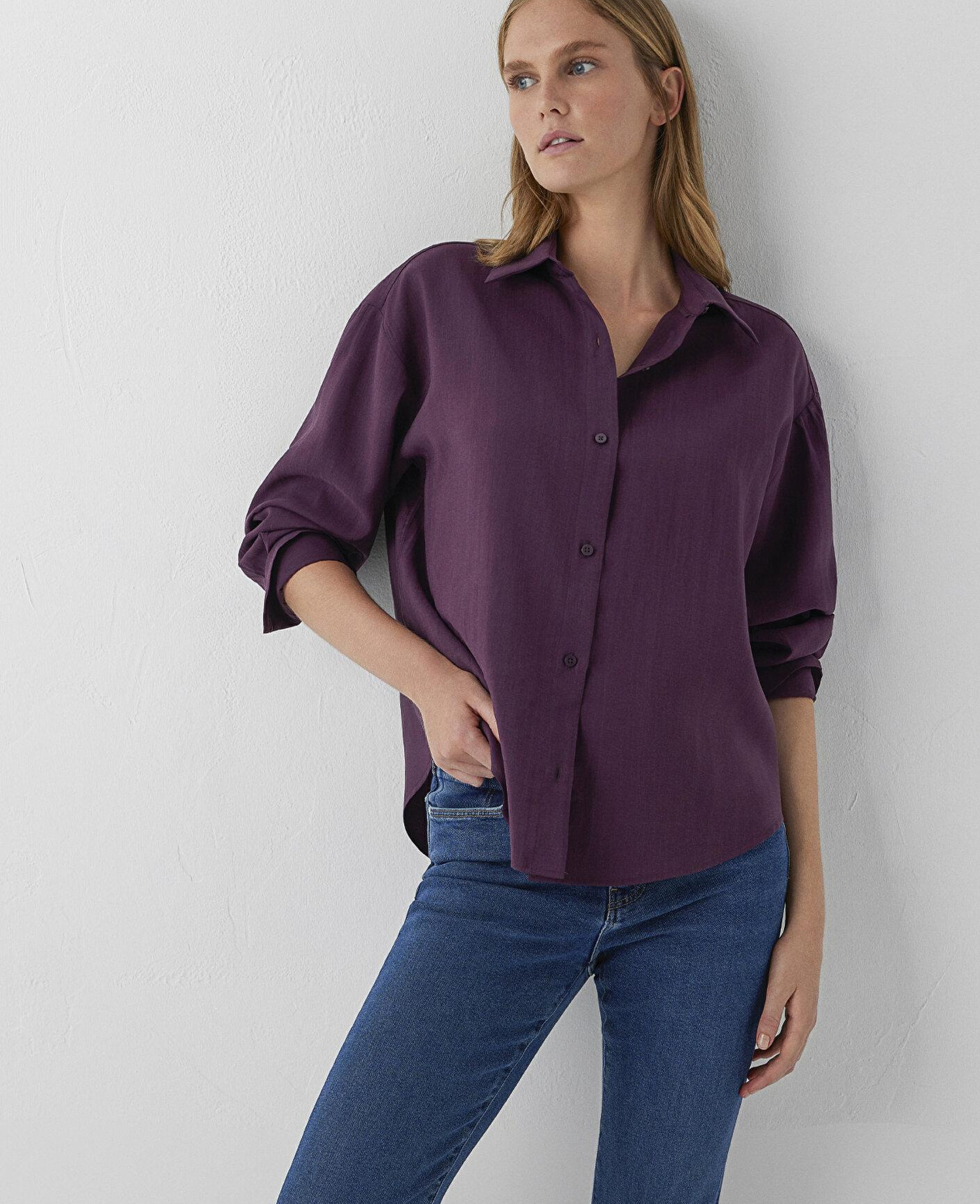 Mavi Mor Gömlek Oversize / Geniş Kesim 1220416-70674