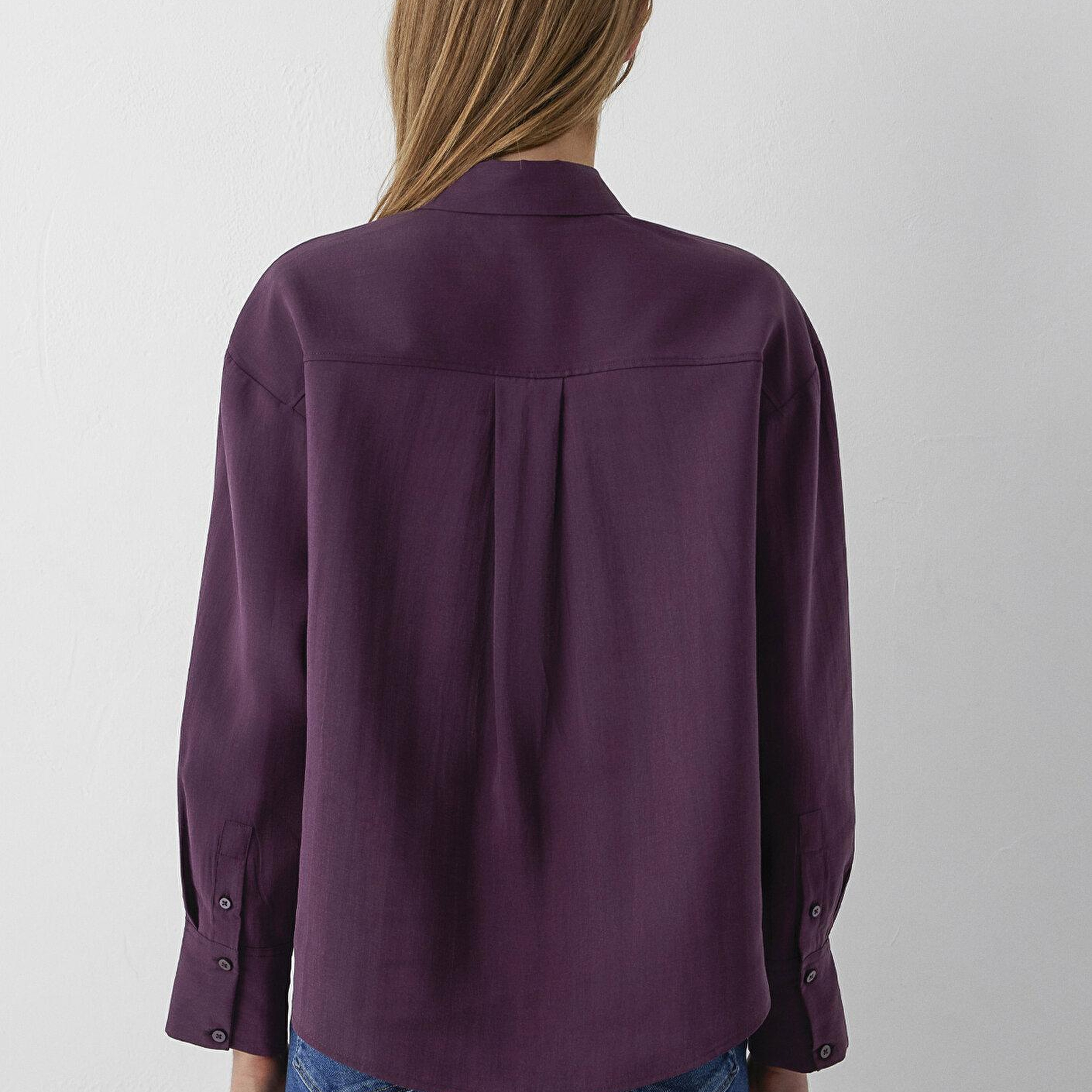 Mavi Mor Gömlek Oversize / Geniş Kesim 1220416-70674