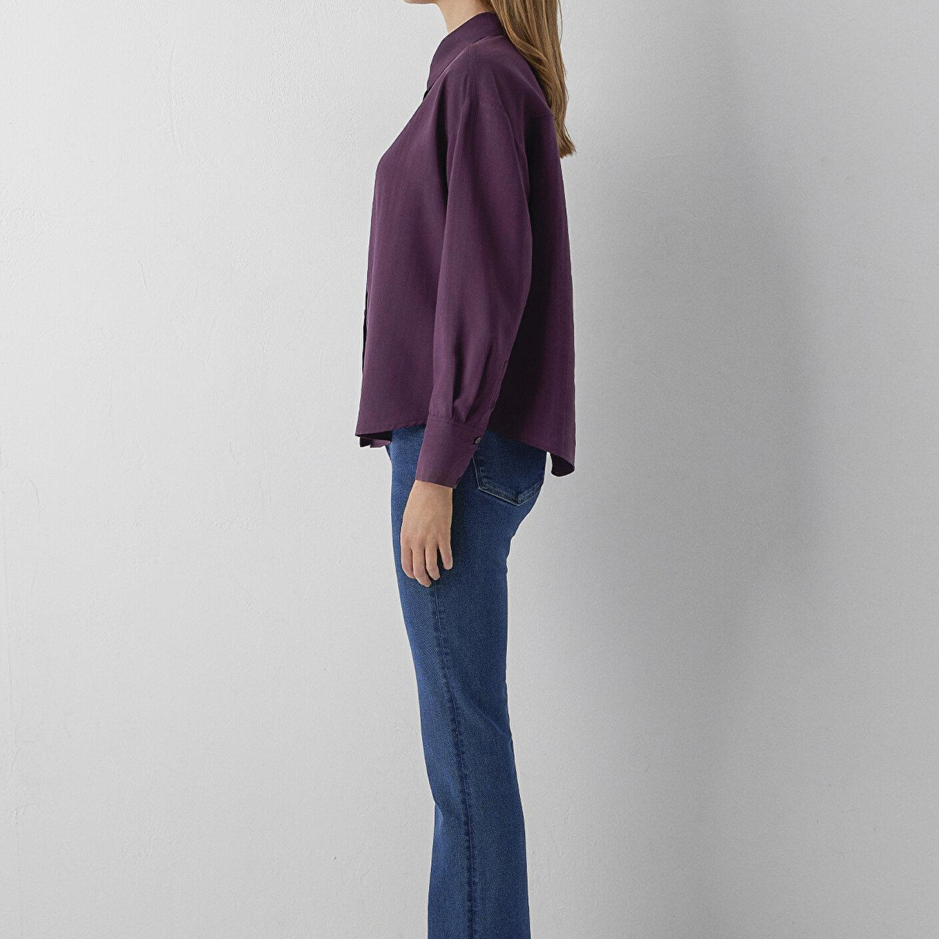 Mavi Mor Gömlek Oversize / Geniş Kesim 1220416-70674