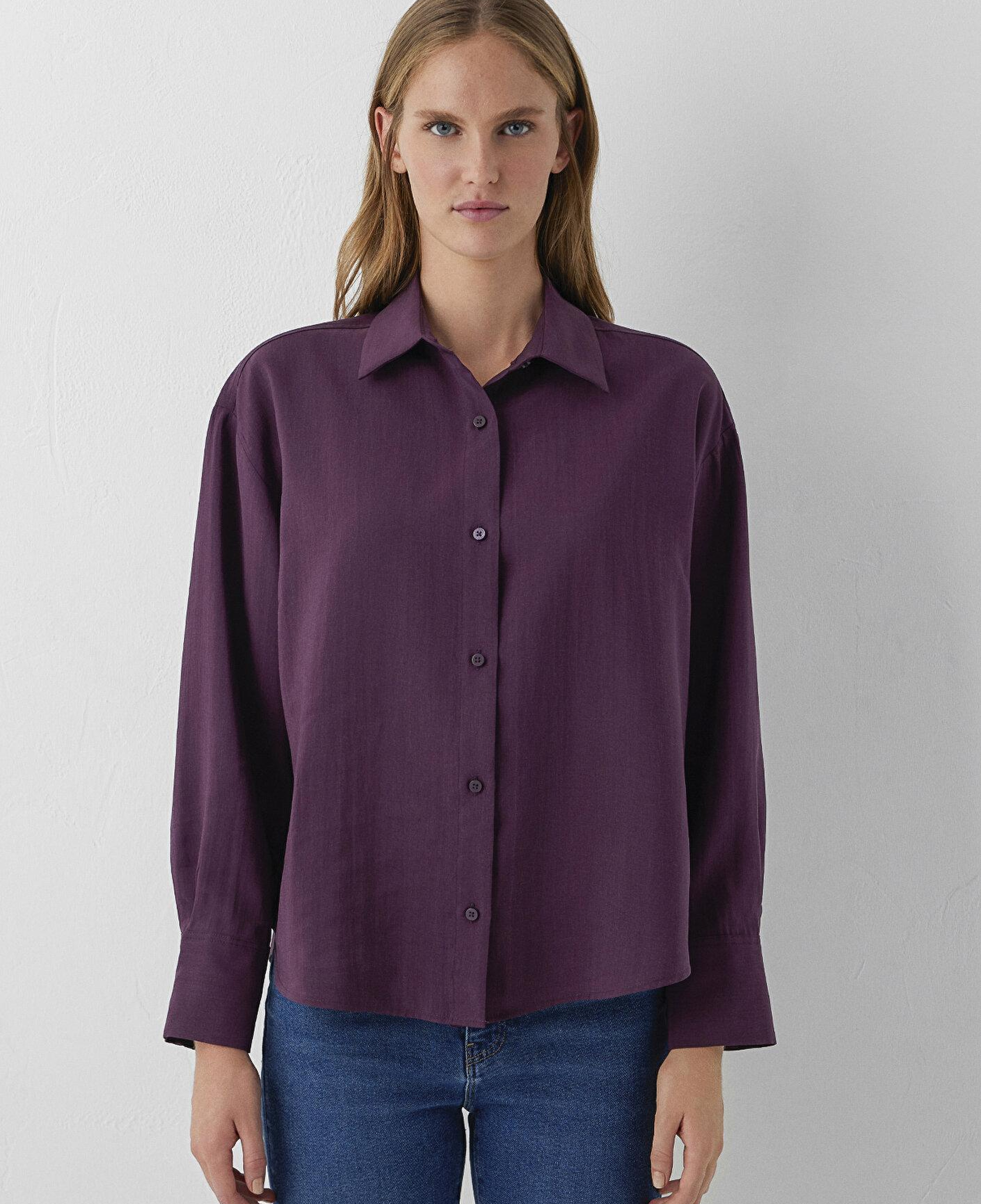 Mavi Mor Gömlek Oversize / Geniş Kesim 1220416-70674