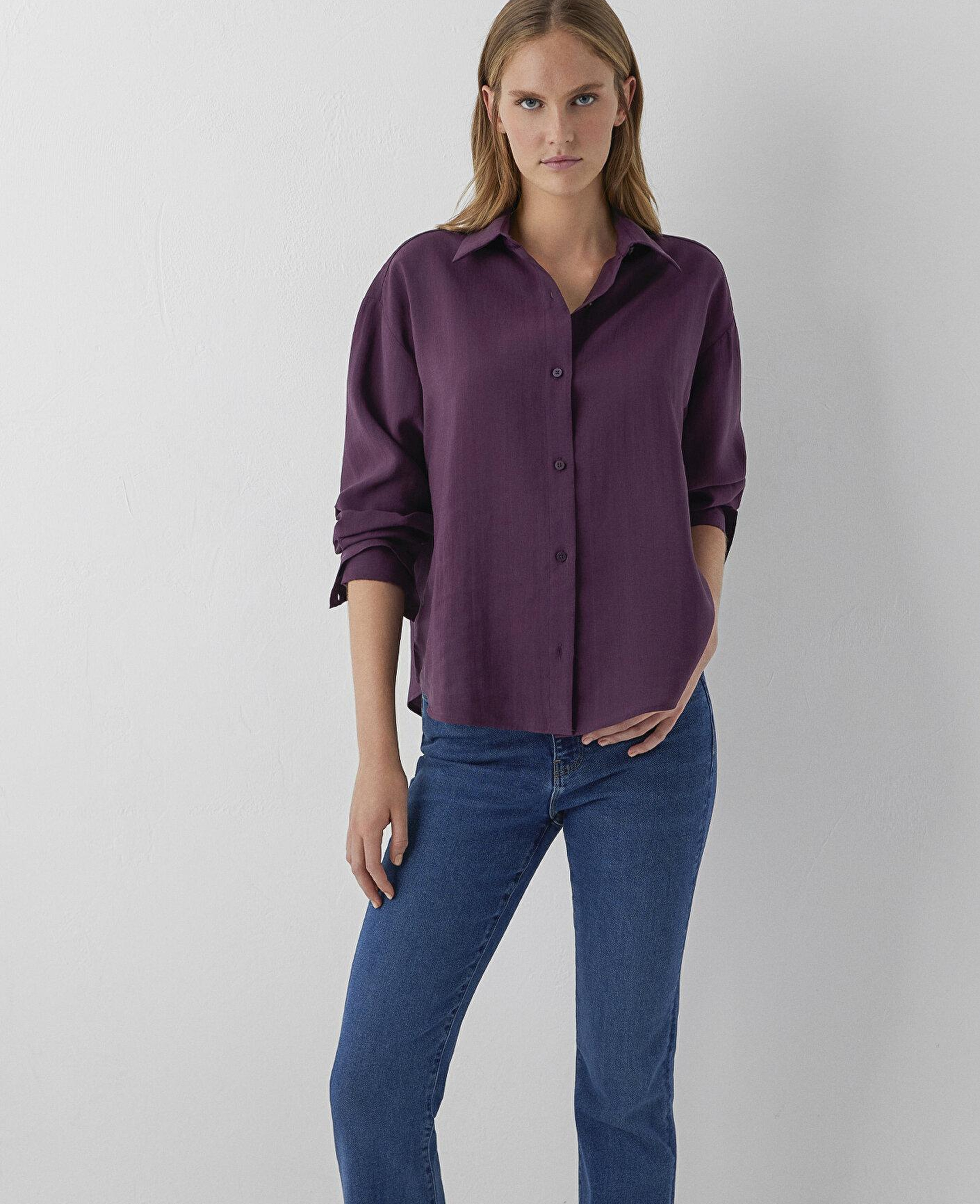 Mavi Mor Gömlek Oversize / Geniş Kesim 1220416-70674