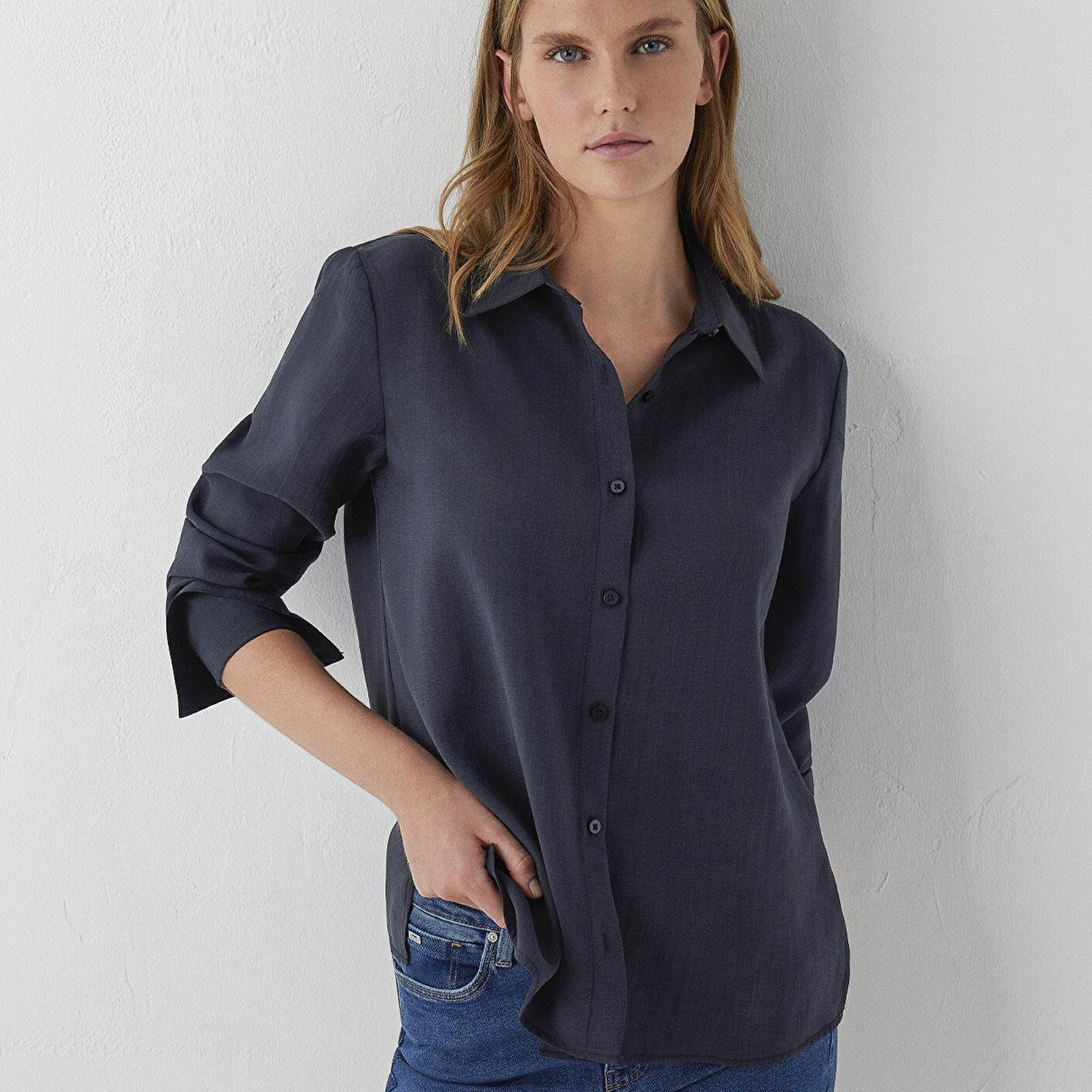 Mavi Siyah Gömlek Regular Fit / Normal Kesim 1220389-71378