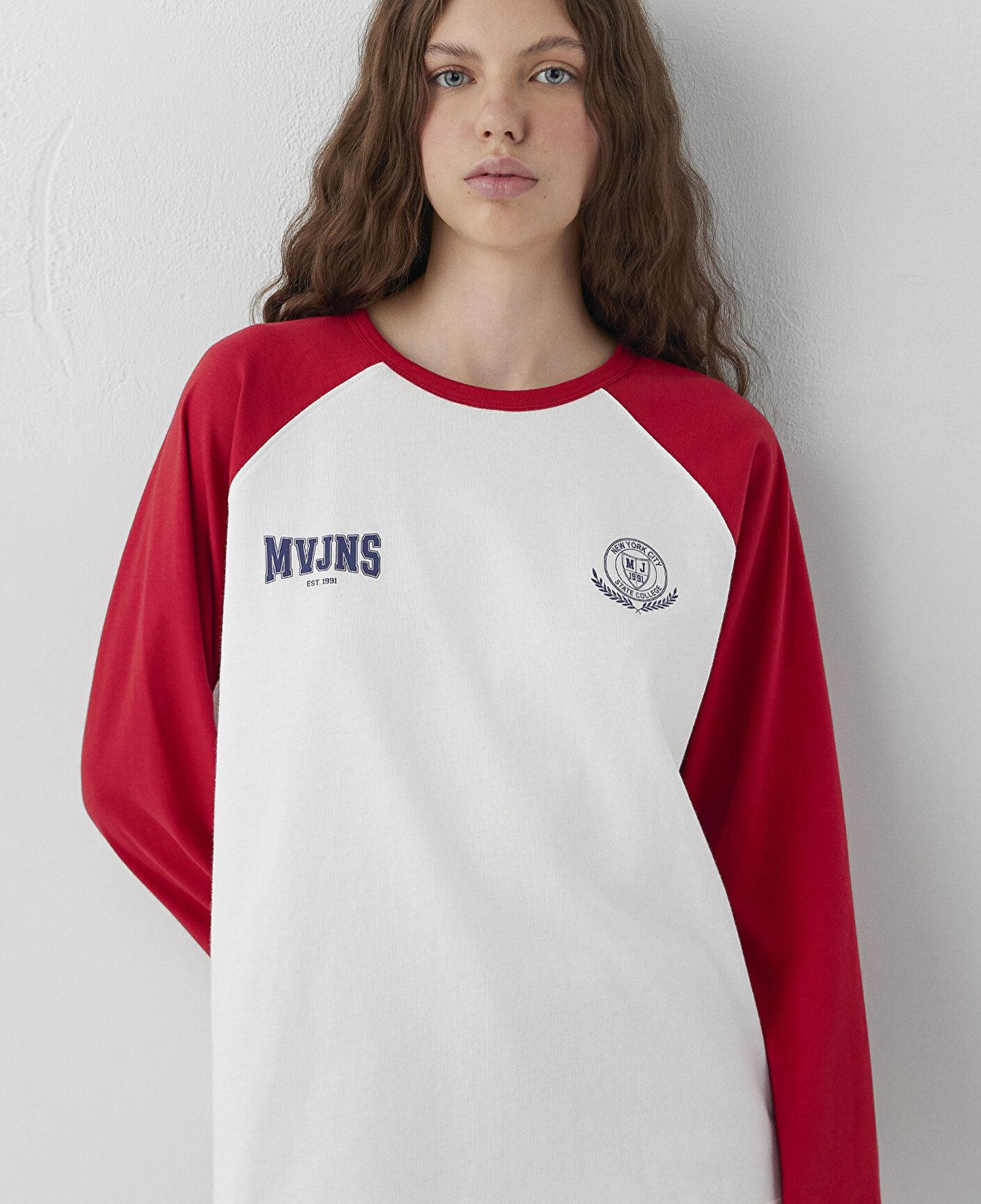 Mavi MVJNS Baskılı Ekru Tişört Loose Fit / Bol Rahat Kesim 1620095-70057