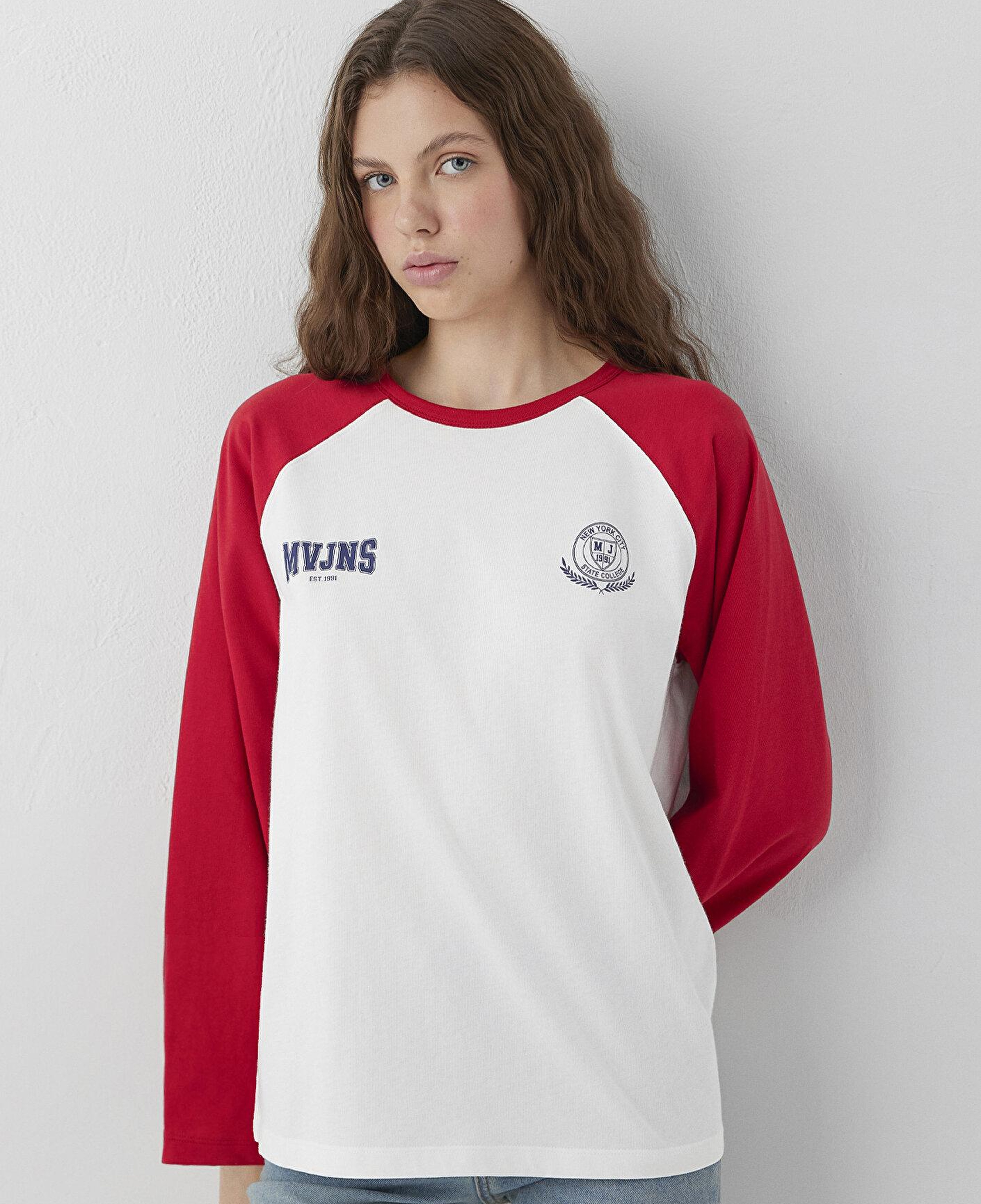 Mavi MVJNS Baskılı Ekru Tişört Loose Fit / Bol Rahat Kesim 1620095-70057